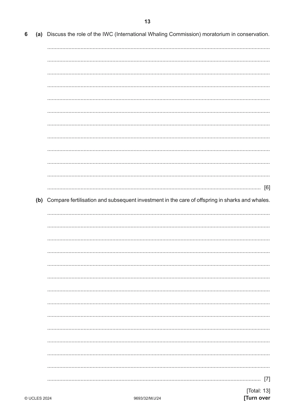 Cambridge A Level Marine Science 9693 2024 May/June Paper 3 · Variant 2 question paper, page 13 of 16