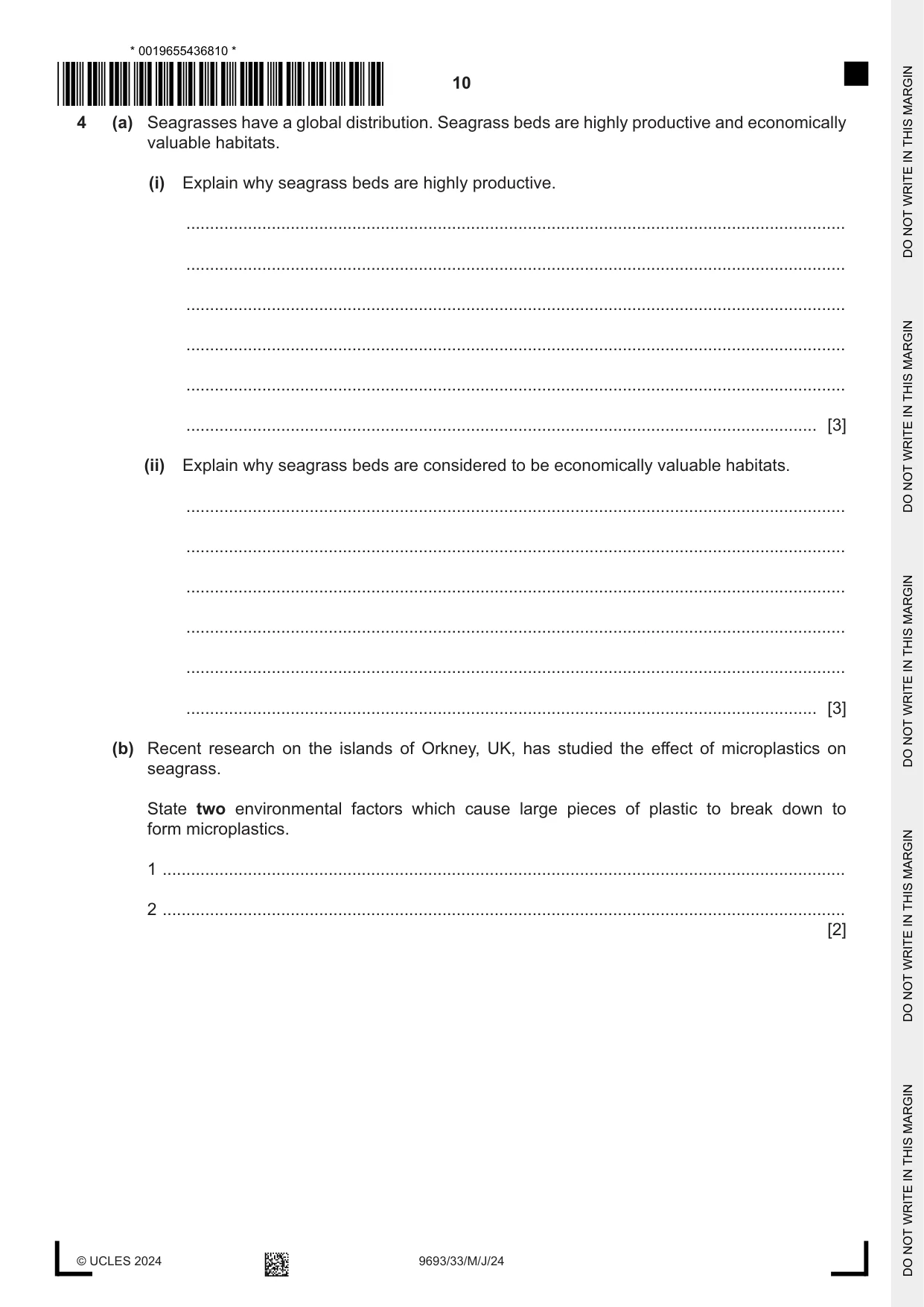Cambridge A Level Marine Science 9693 2024 May/June Paper 3 · Variant 3 question paper, page 10 of 16