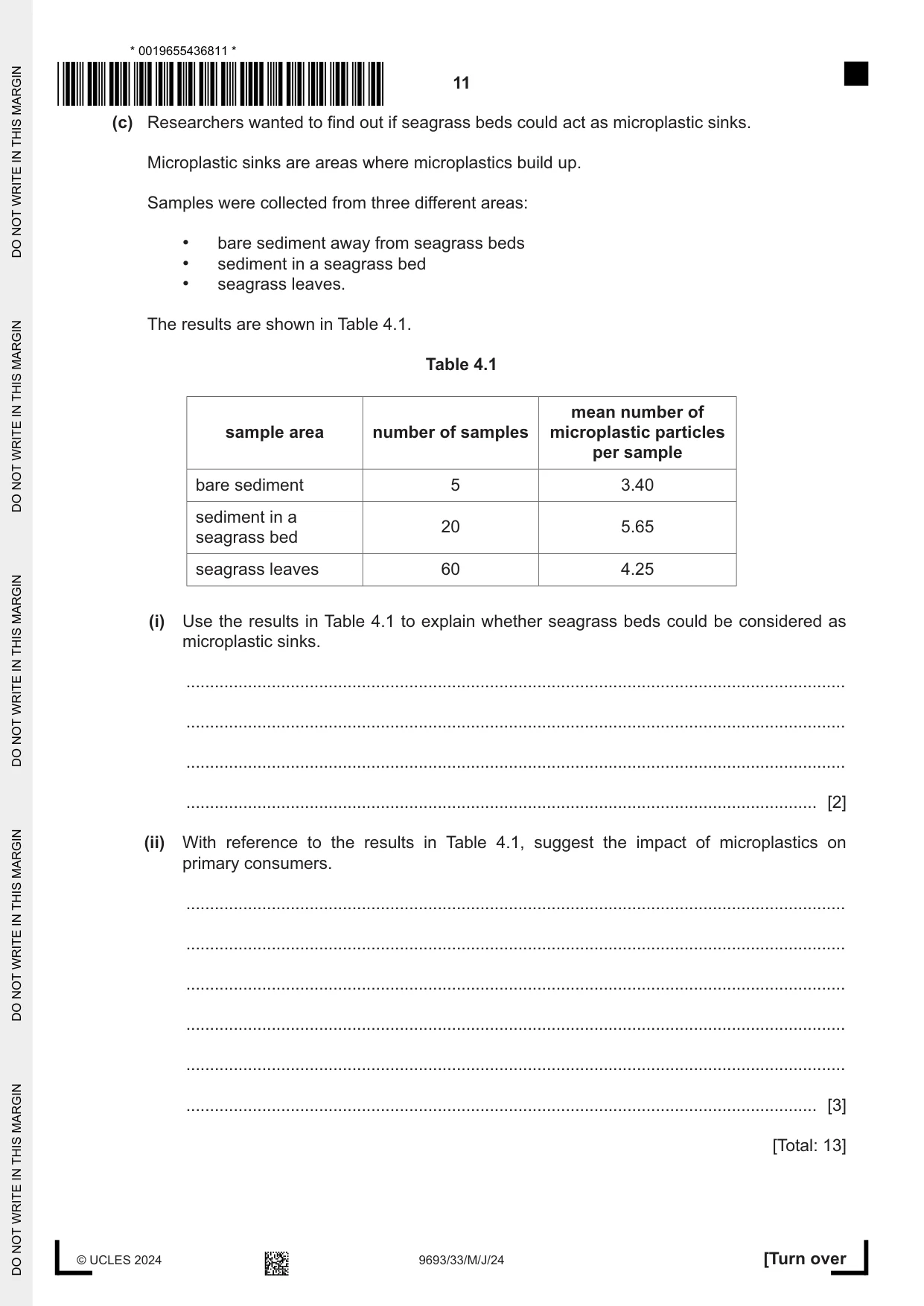 Cambridge A Level Marine Science 9693 2024 May/June Paper 3 · Variant 3 question paper, page 11 of 16