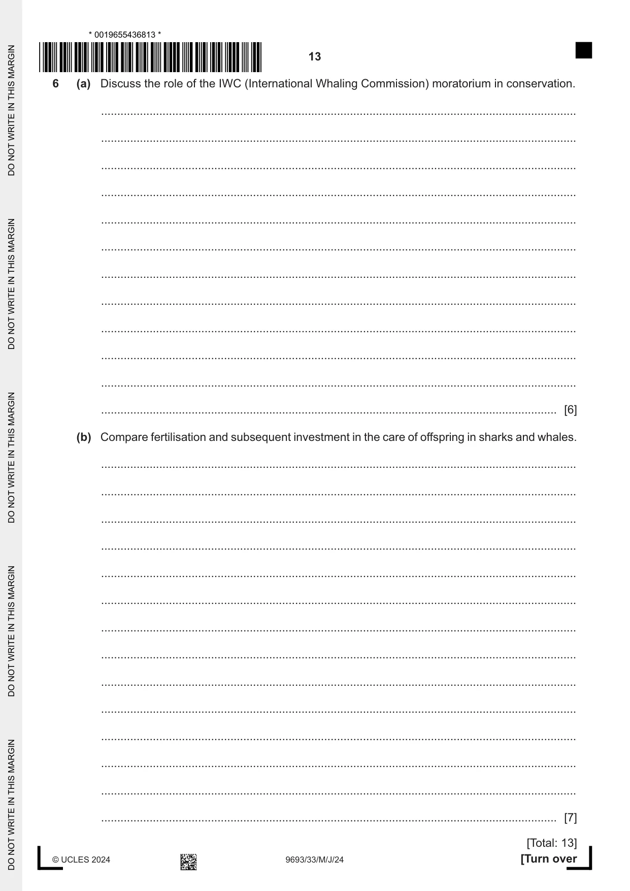 Cambridge A Level Marine Science 9693 2024 May/June Paper 3 · Variant 3 question paper, page 13 of 16