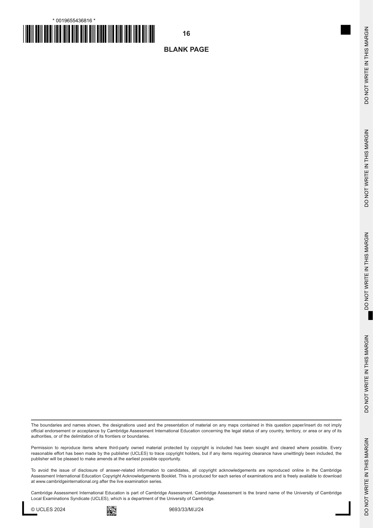 Cambridge A Level Marine Science 9693 2024 May/June Paper 3 · Variant 3 question paper, page 16 of 16