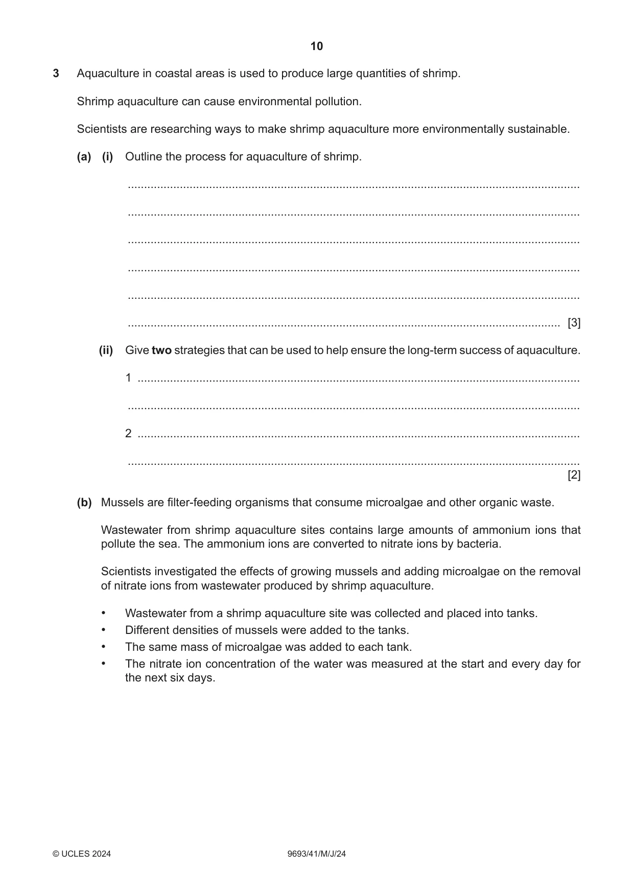 Cambridge A Level Marine Science 9693 2024 May/June Paper 4 · Variant 1 question paper, page 10 of 24