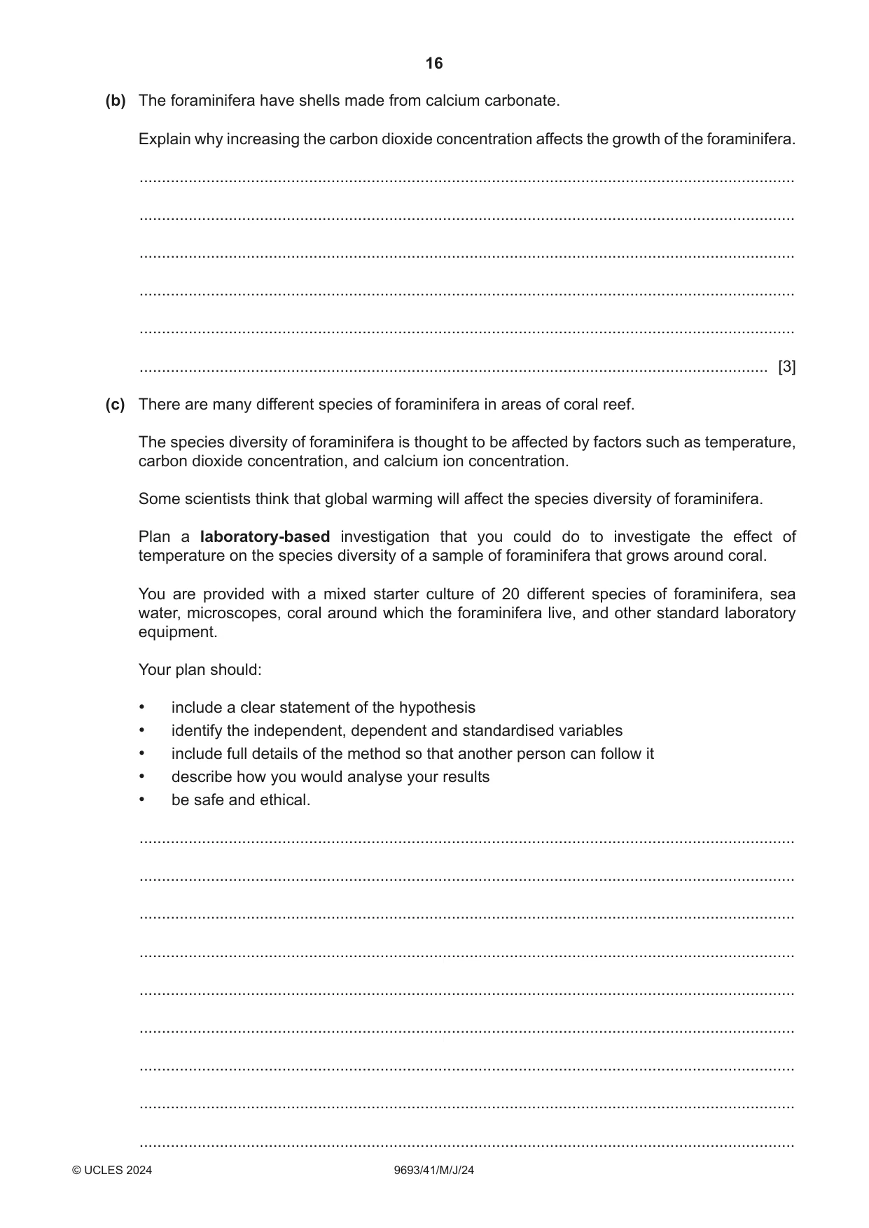 Cambridge A Level Marine Science 9693 2024 May/June Paper 4 · Variant 1 question paper, page 16 of 24