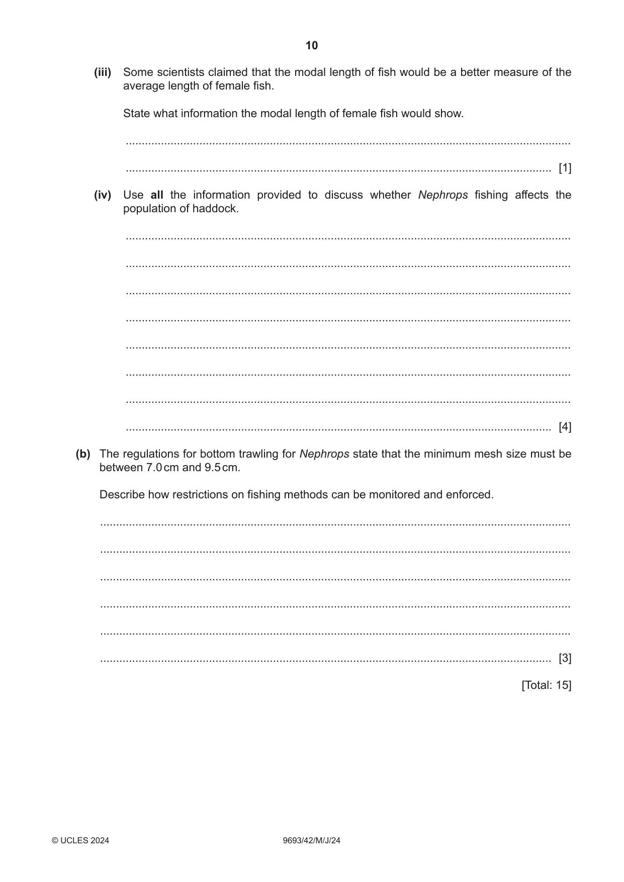 Cambridge A Level Marine Science 9693 2024 May/June Paper 4 · Variant 2 question paper, page 10 of 20