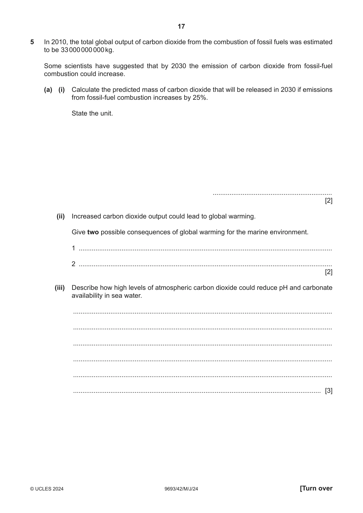 Cambridge A Level Marine Science 9693 2024 May/June Paper 4 · Variant 2 question paper, page 17 of 20
