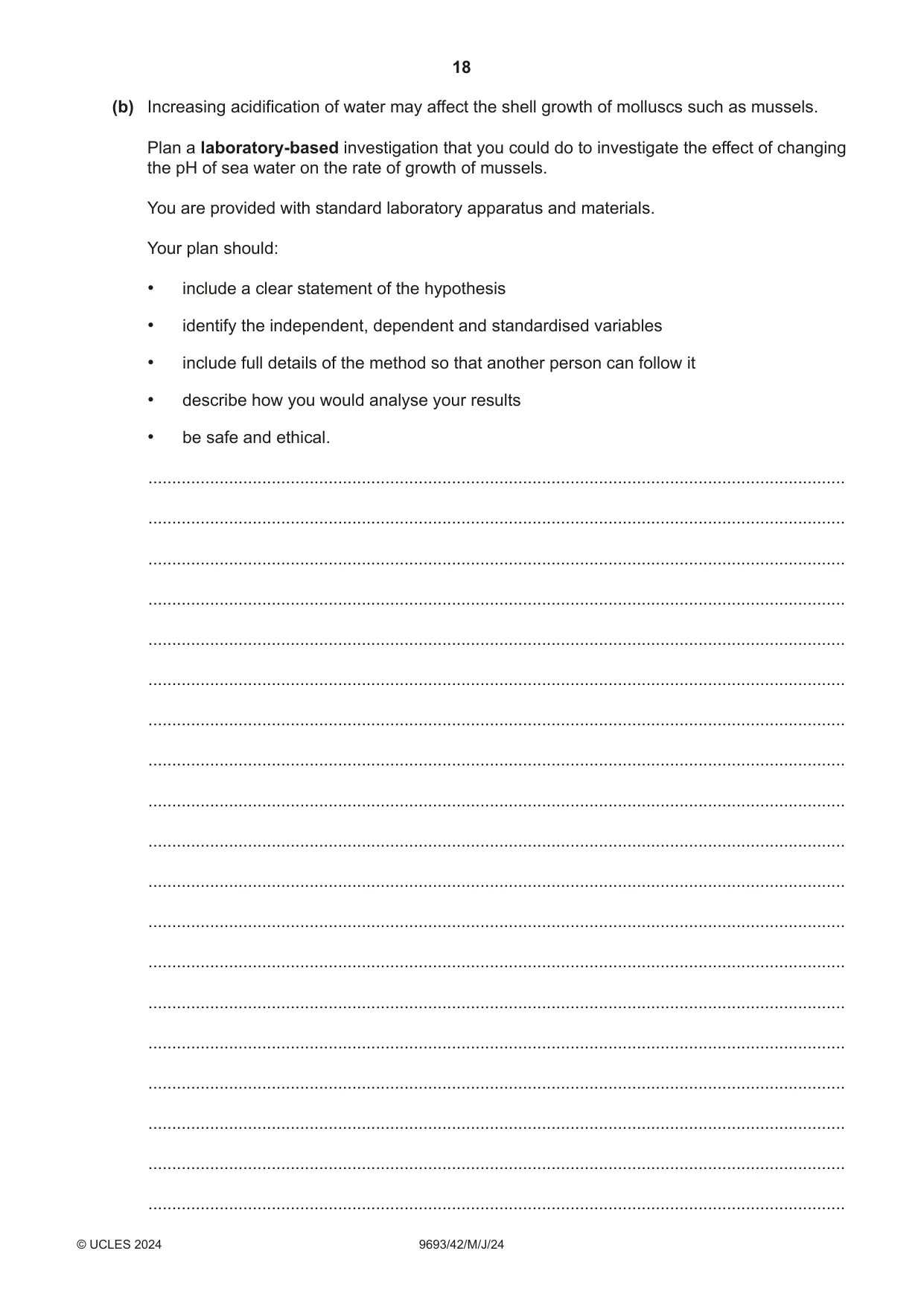 Cambridge A Level Marine Science 9693 2024 May/June Paper 4 · Variant 2 question paper, page 18 of 20