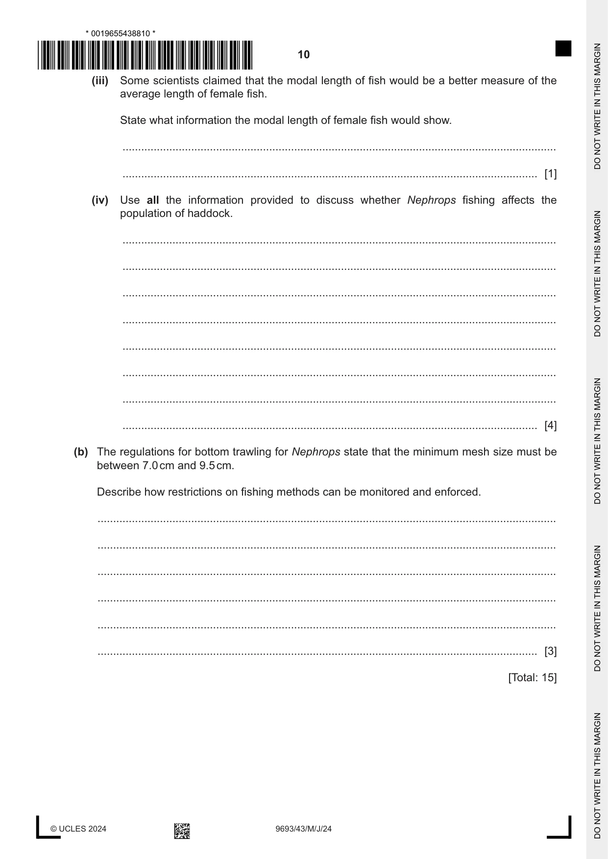 Cambridge A Level Marine Science 9693 2024 May/June Paper 4 · Variant 3 question paper, page 10 of 20