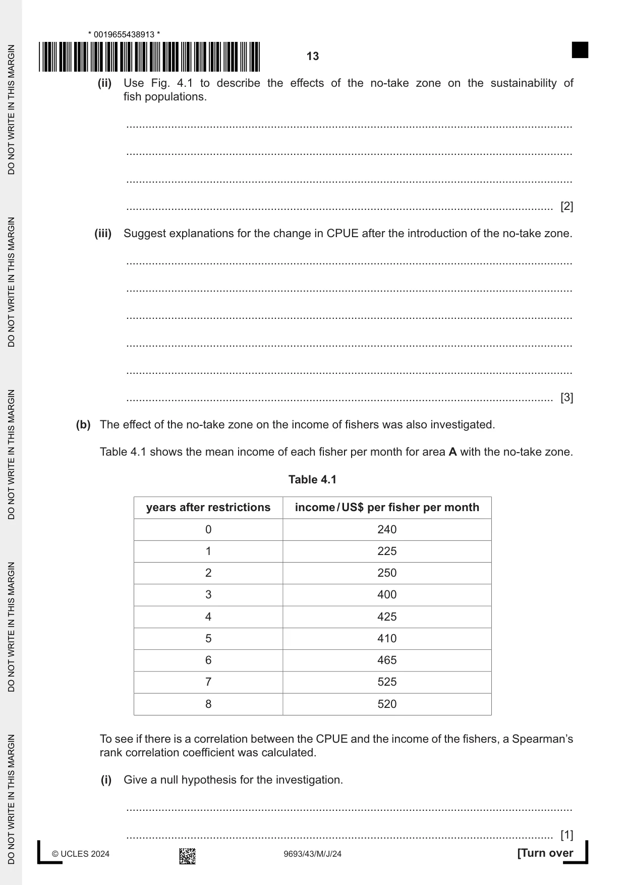 Cambridge A Level Marine Science 9693 2024 May/June Paper 4 · Variant 3 question paper, page 13 of 20