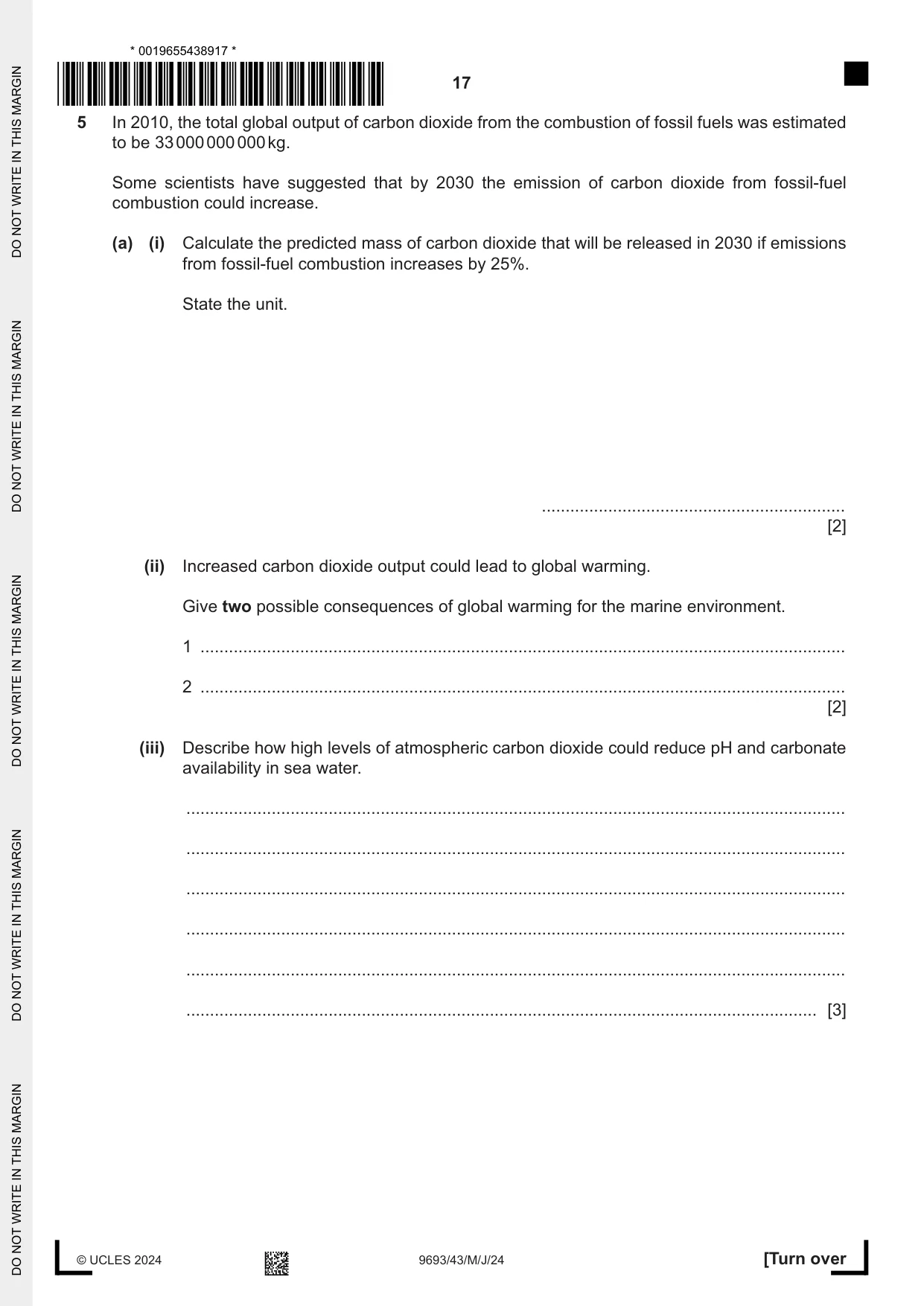 Cambridge A Level Marine Science 9693 2024 May/June Paper 4 · Variant 3 question paper, page 17 of 20