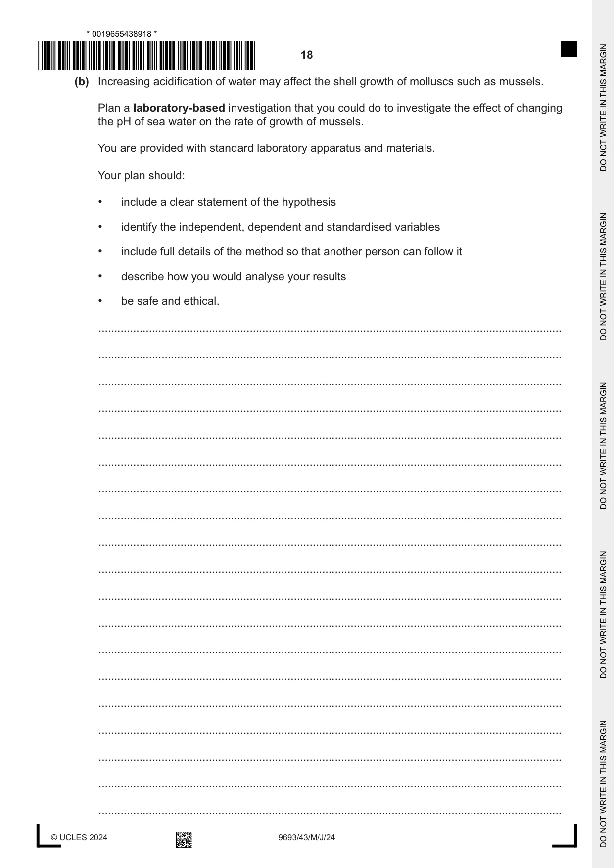 Cambridge A Level Marine Science 9693 2024 May/June Paper 4 · Variant 3 question paper, page 18 of 20