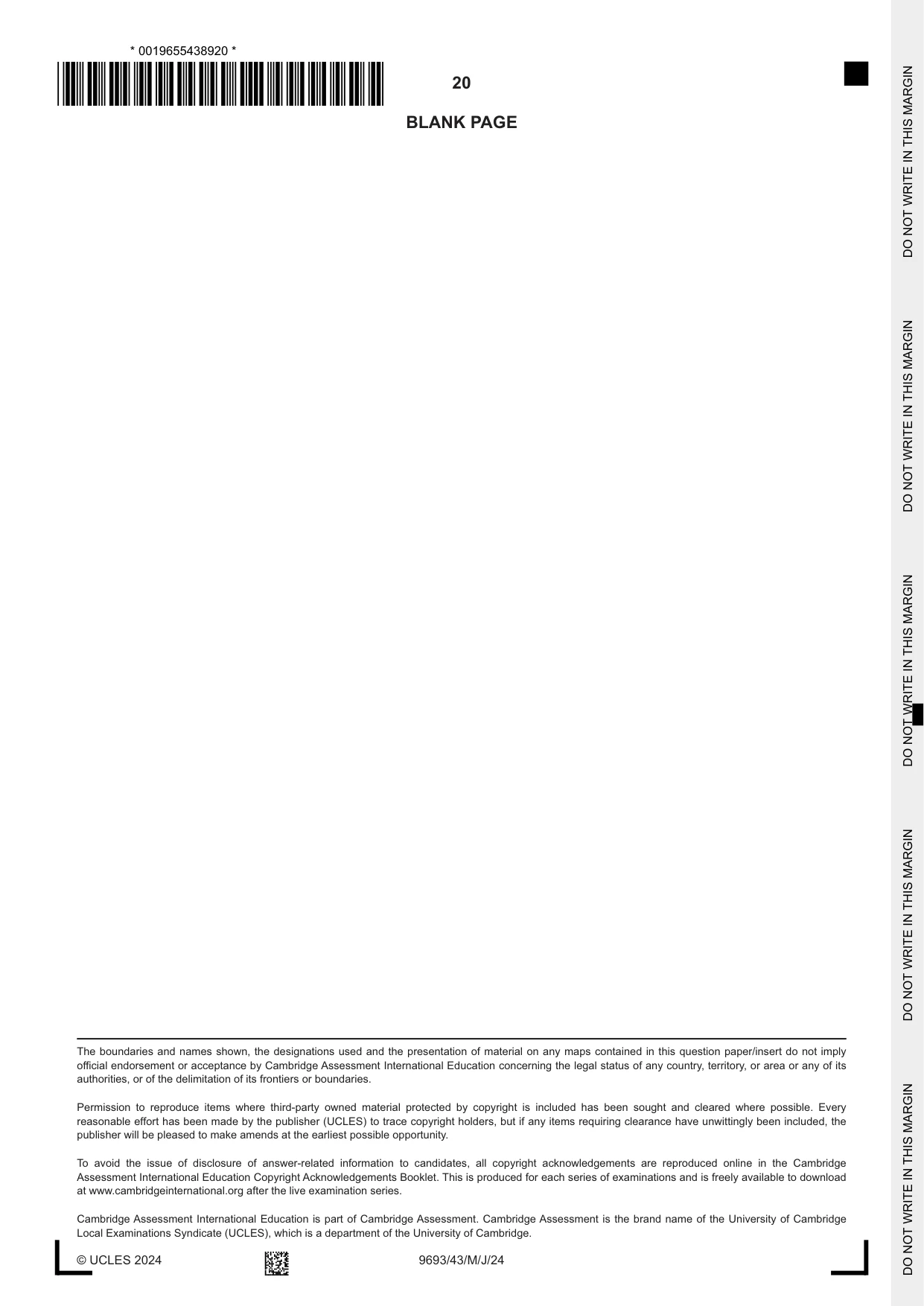 Cambridge A Level Marine Science 9693 2024 May/June Paper 4 · Variant 3 question paper, page 20 of 20