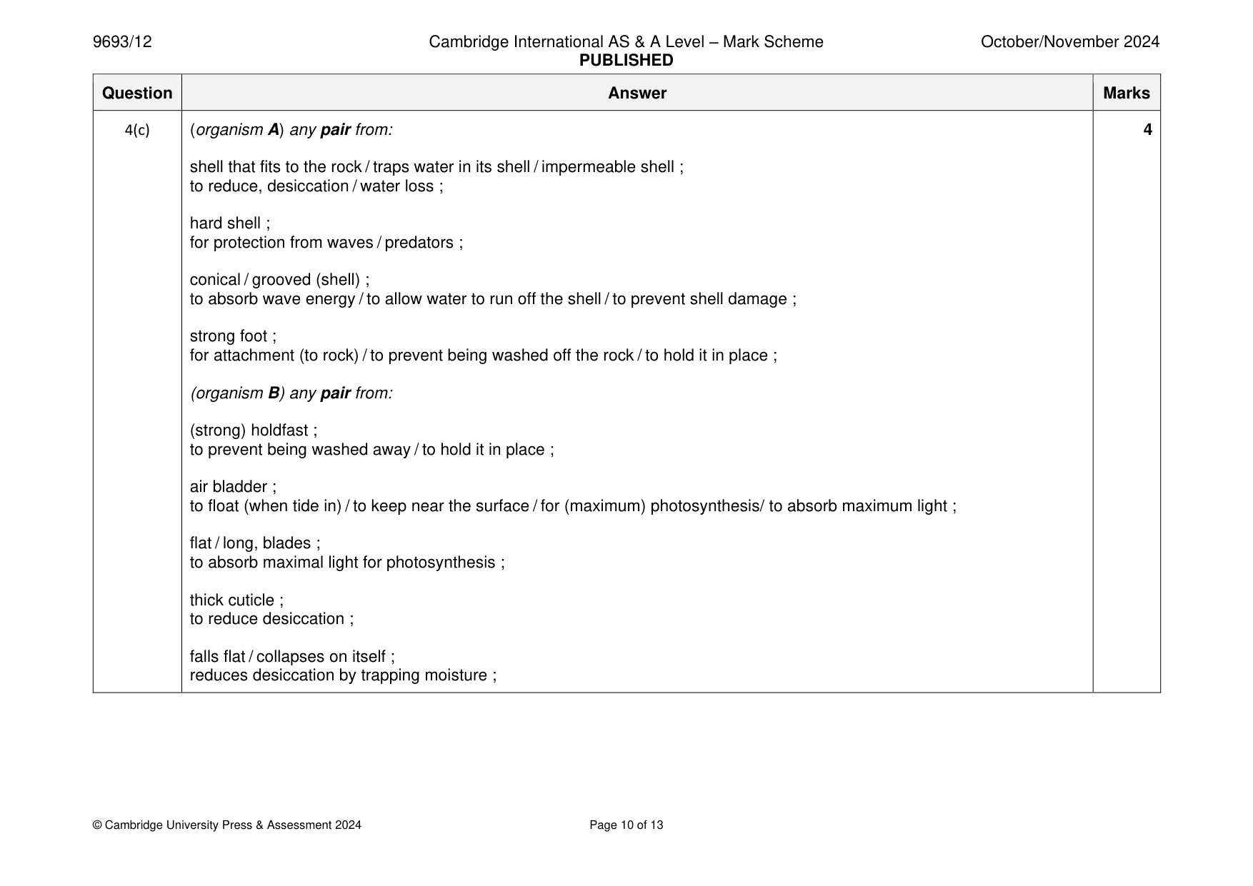 Mark scheme, page 10 of 13