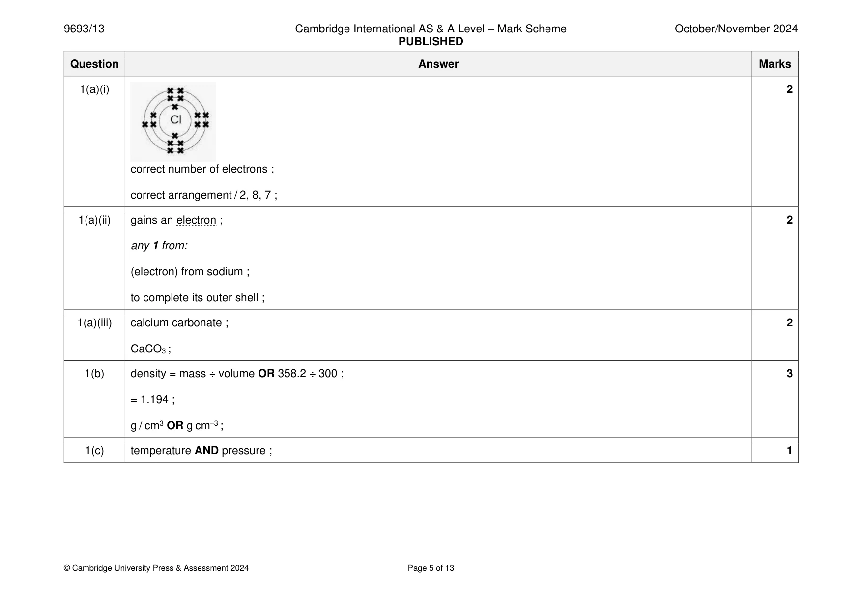 Mark scheme, page 5 of 13