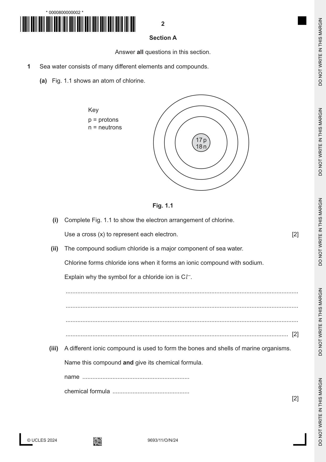 Cambridge A Level Marine Science 9693 2024 Oct/Nov Paper 1 · Variant 1 question paper, page 2 of 16