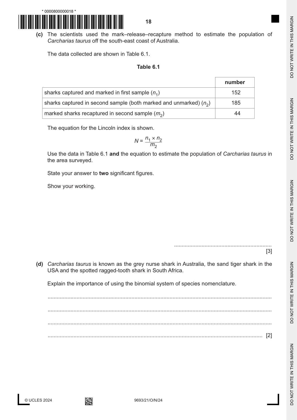 Cambridge A Level Marine Science 9693 2024 Oct/Nov Paper 2 · Variant 1 question paper, page 18 of 24