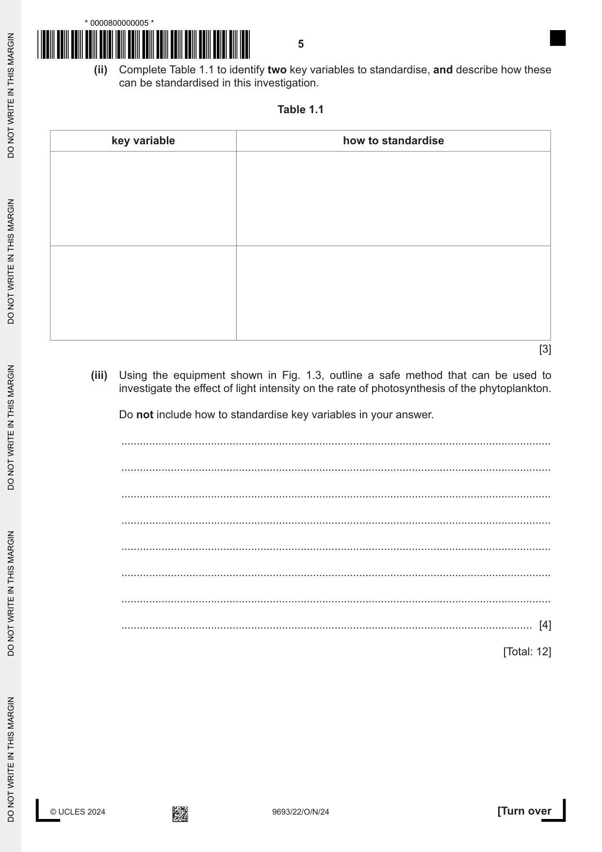 Cambridge A Level Marine Science 9693 2024 Oct/Nov Paper 2 · Variant 2 question paper, page 5 of 24