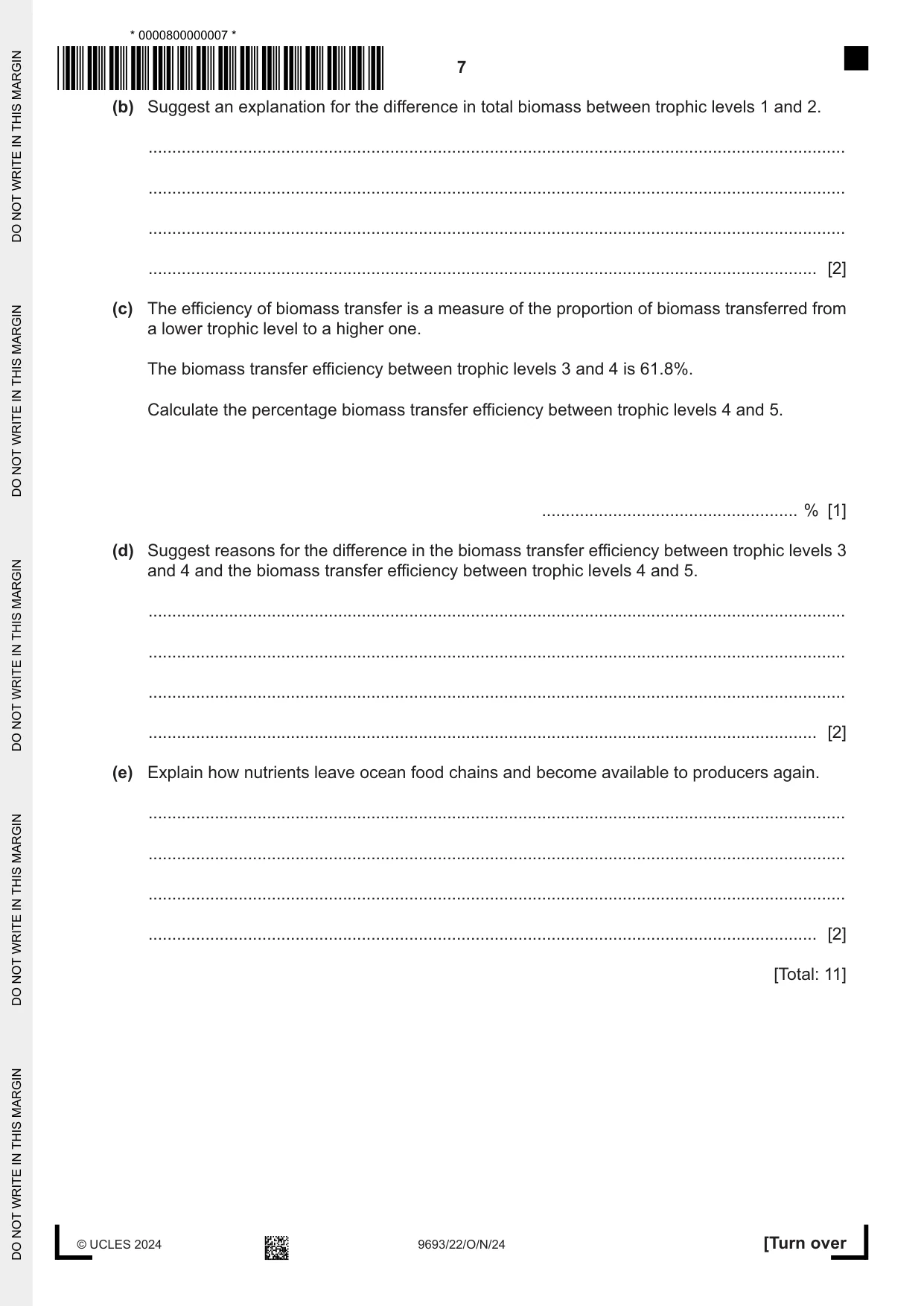 Cambridge A Level Marine Science 9693 2024 Oct/Nov Paper 2 · Variant 2 question paper, page 7 of 24