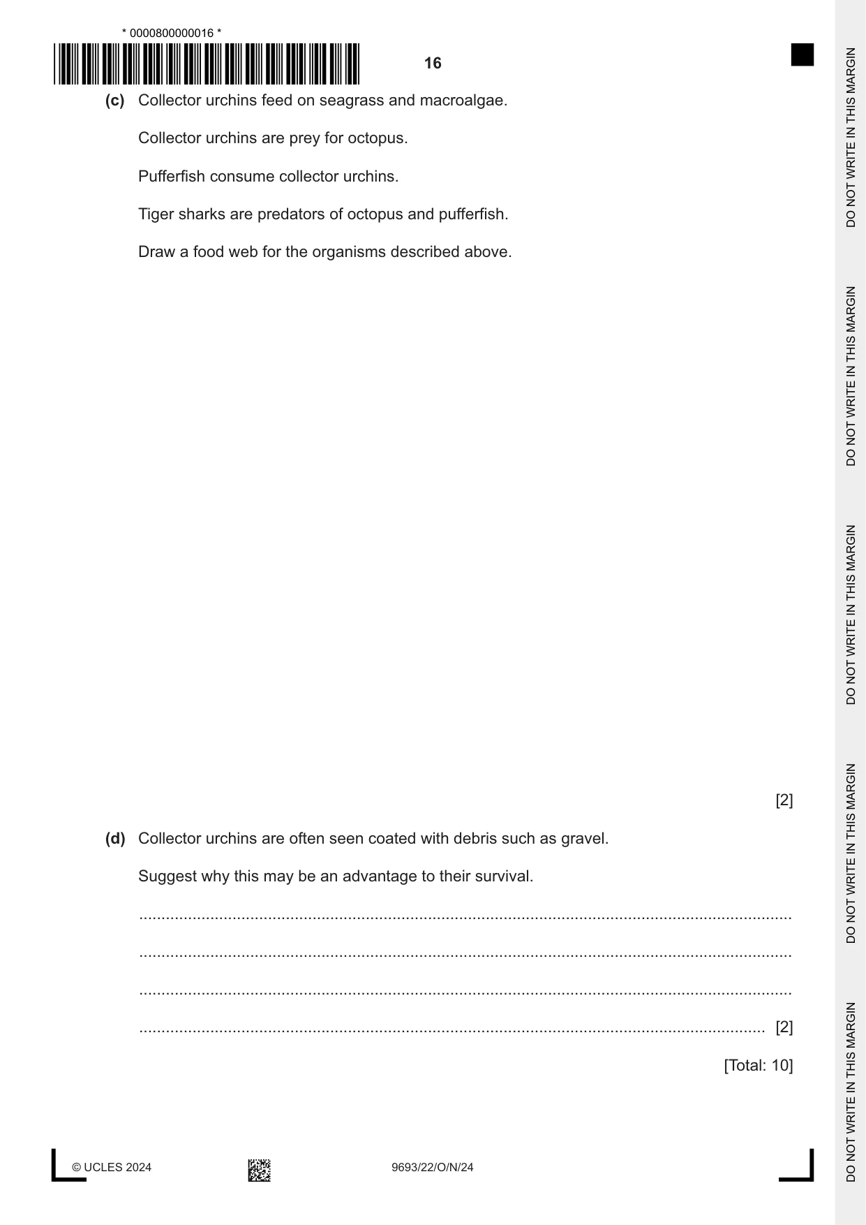 Cambridge A Level Marine Science 9693 2024 Oct/Nov Paper 2 · Variant 2 question paper, page 16 of 24