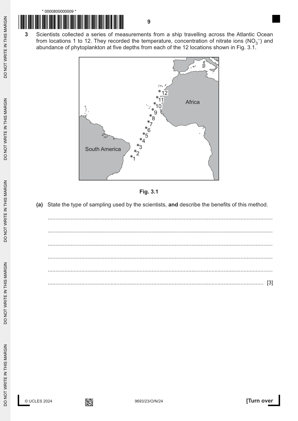 Cambridge A Level Marine Science 9693 2024 Oct/Nov Paper 2 · Variant 3 question paper, page 9 of 24