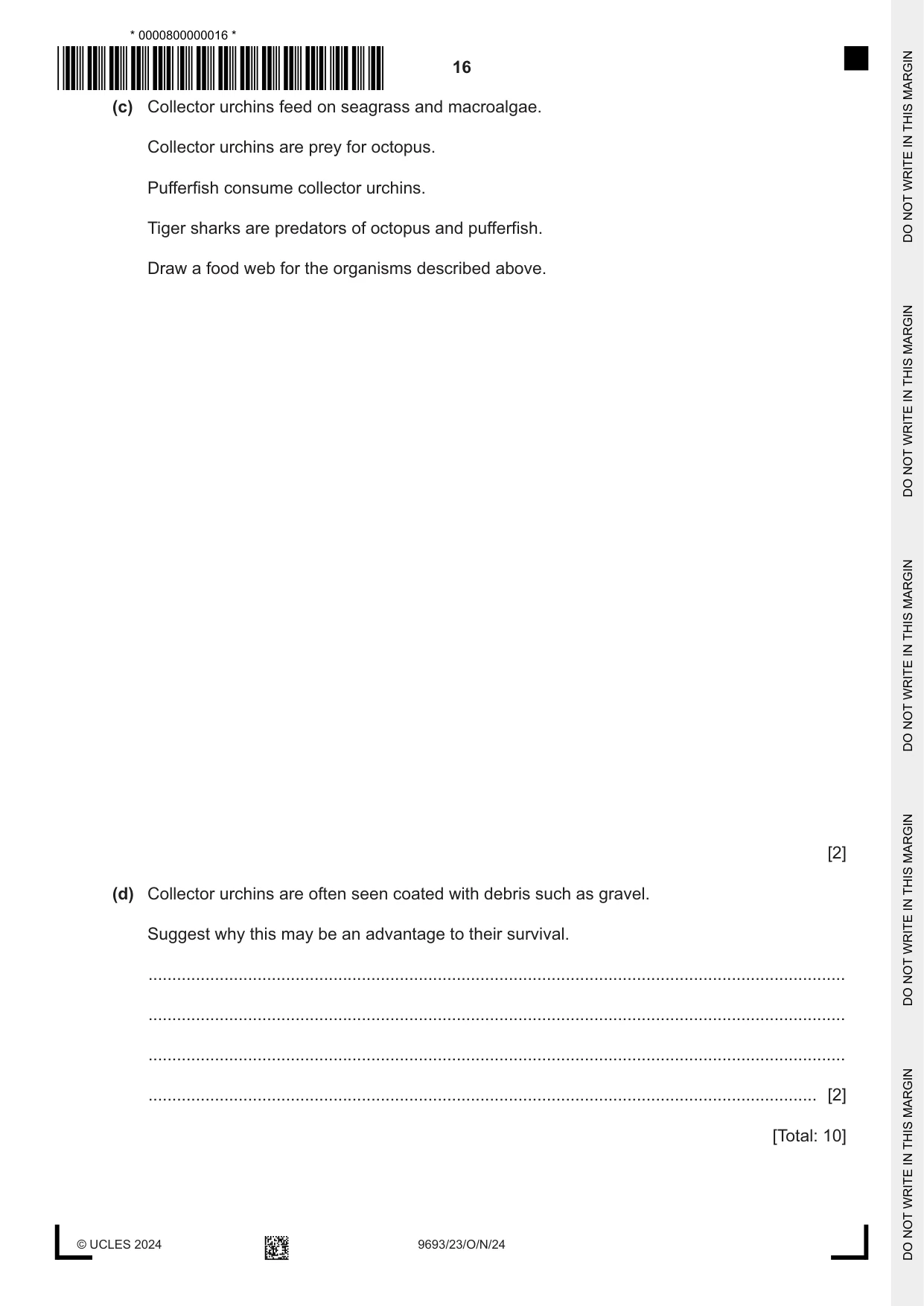 Cambridge A Level Marine Science 9693 2024 Oct/Nov Paper 2 · Variant 3 question paper, page 16 of 24