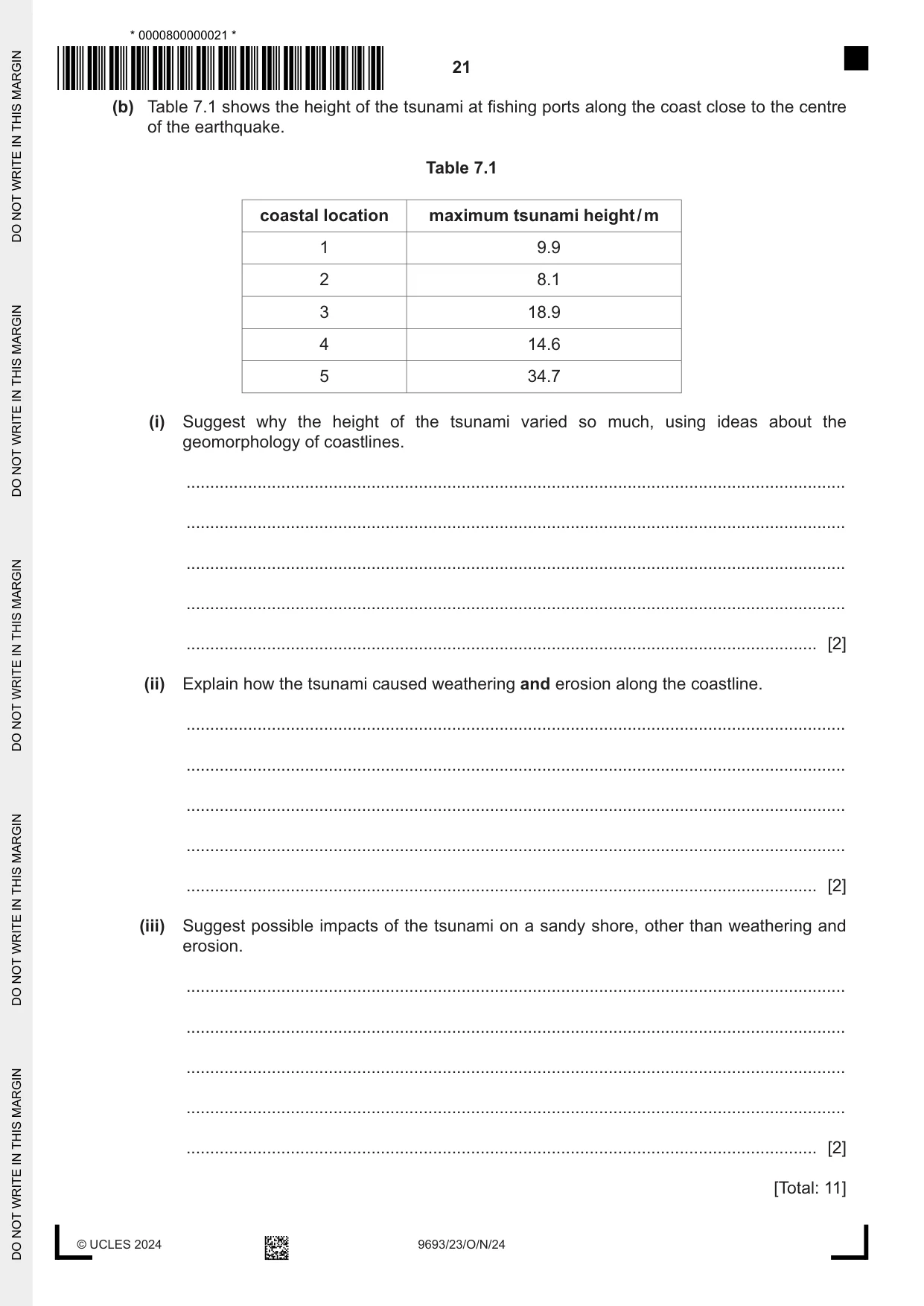 Cambridge A Level Marine Science 9693 2024 Oct/Nov Paper 2 · Variant 3 question paper, page 21 of 24