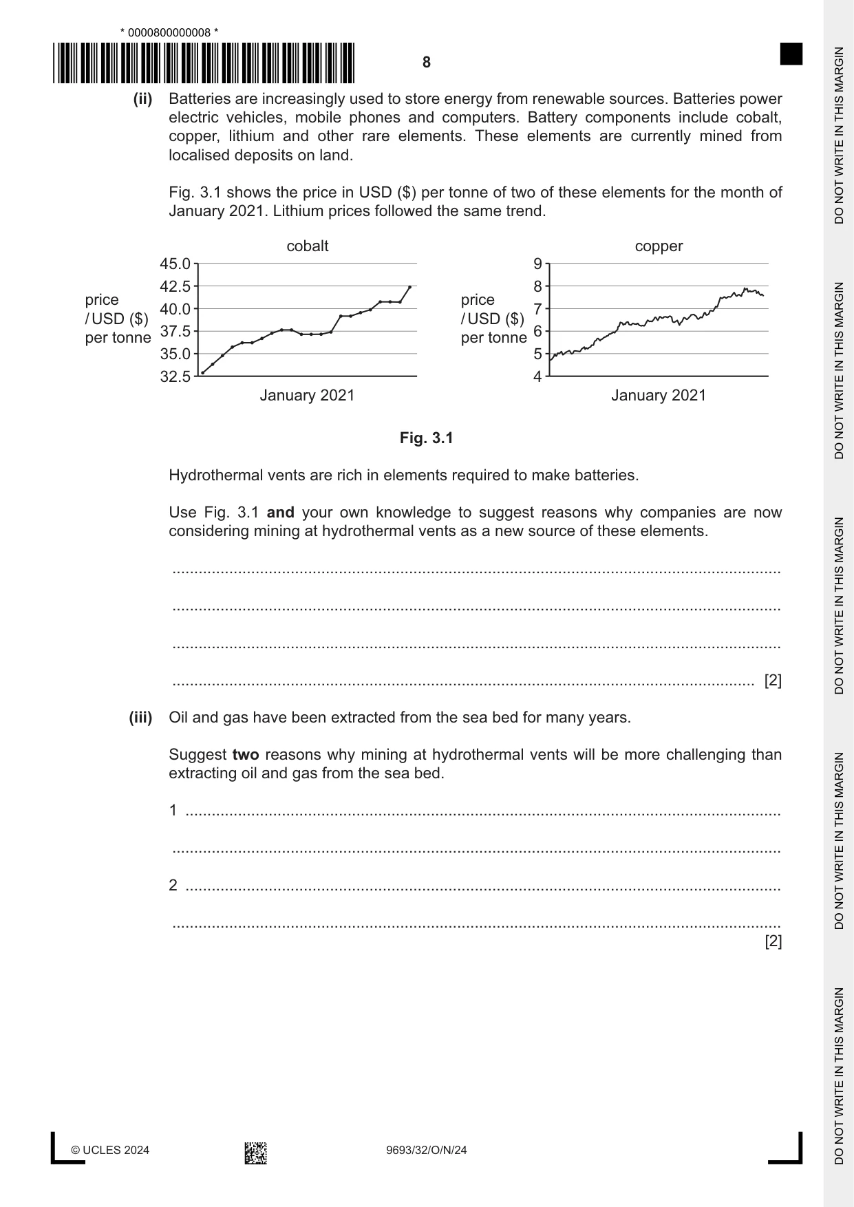 Cambridge A Level Marine Science 9693 2024 Oct/Nov Paper 3 · Variant 2 question paper, page 8 of 20