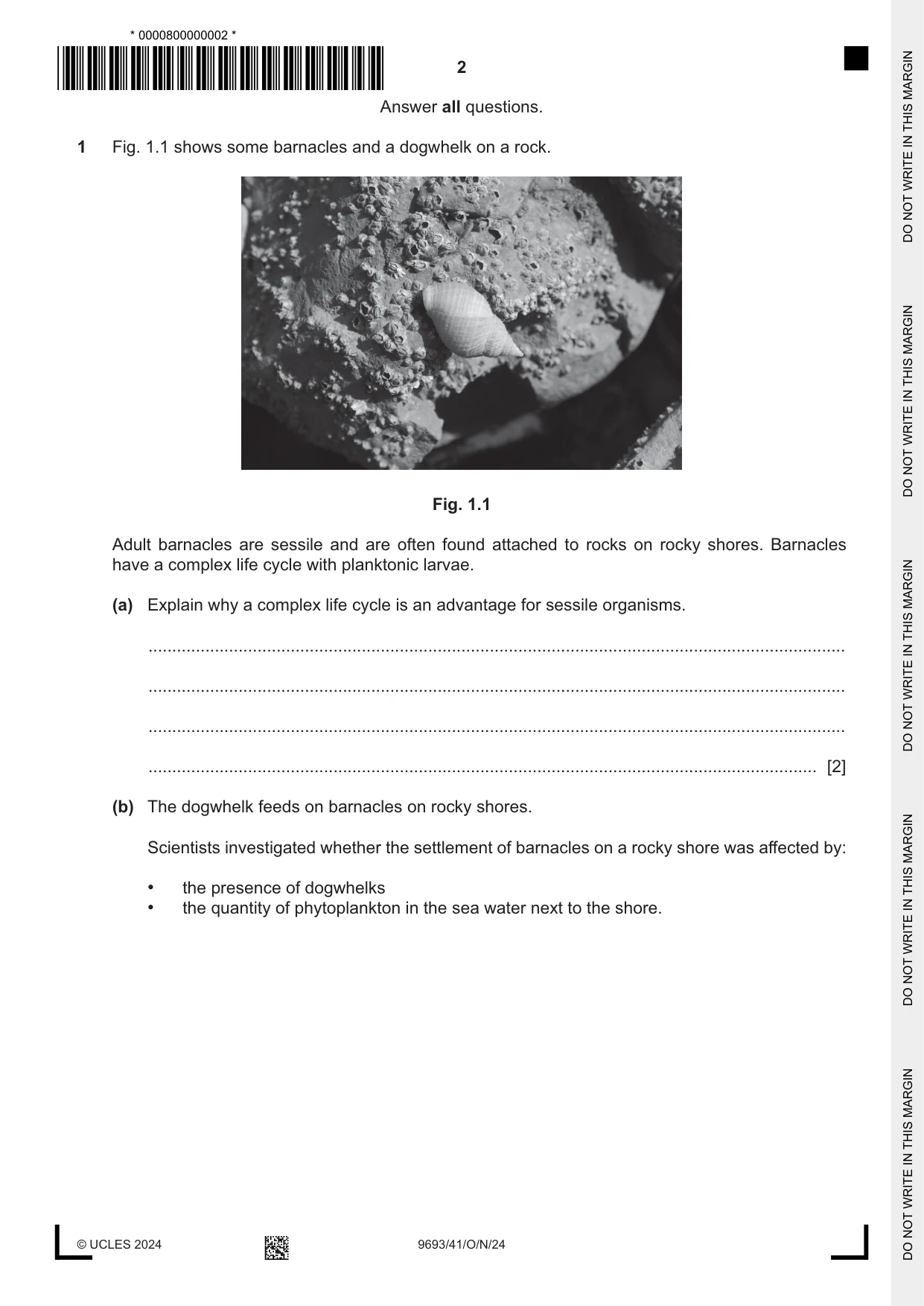 Cambridge A Level Marine Science 9693 2024 Oct/Nov Paper 4 · Variant 1 question paper, page 2 of 20