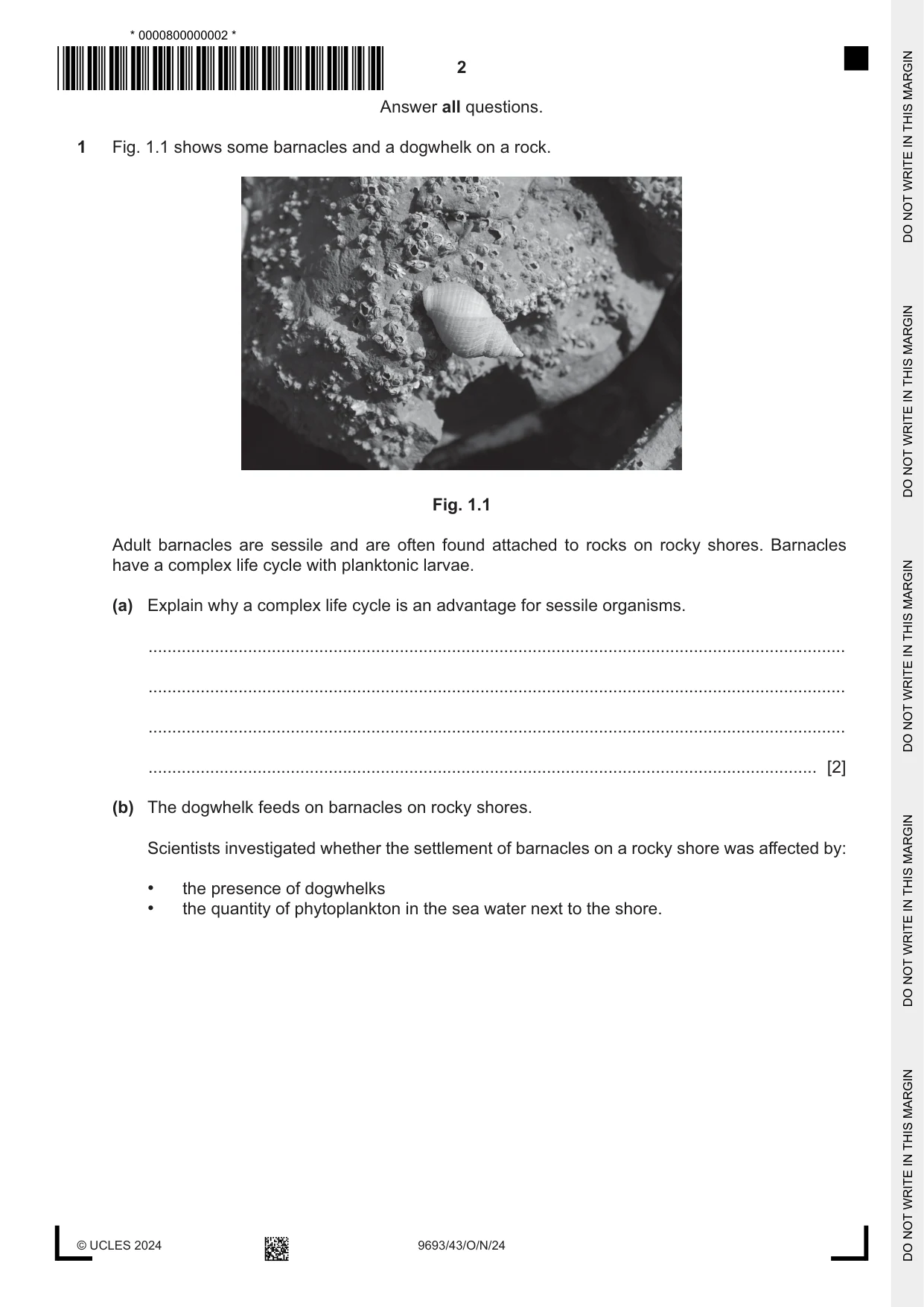 Cambridge A Level Marine Science 9693 2024 Oct/Nov Paper 4 · Variant 3 question paper, page 2 of 20