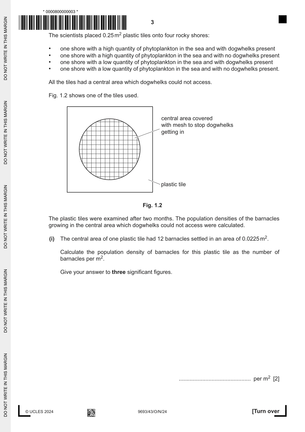 Cambridge A Level Marine Science 9693 2024 Oct/Nov Paper 4 · Variant 3 question paper, page 3 of 20