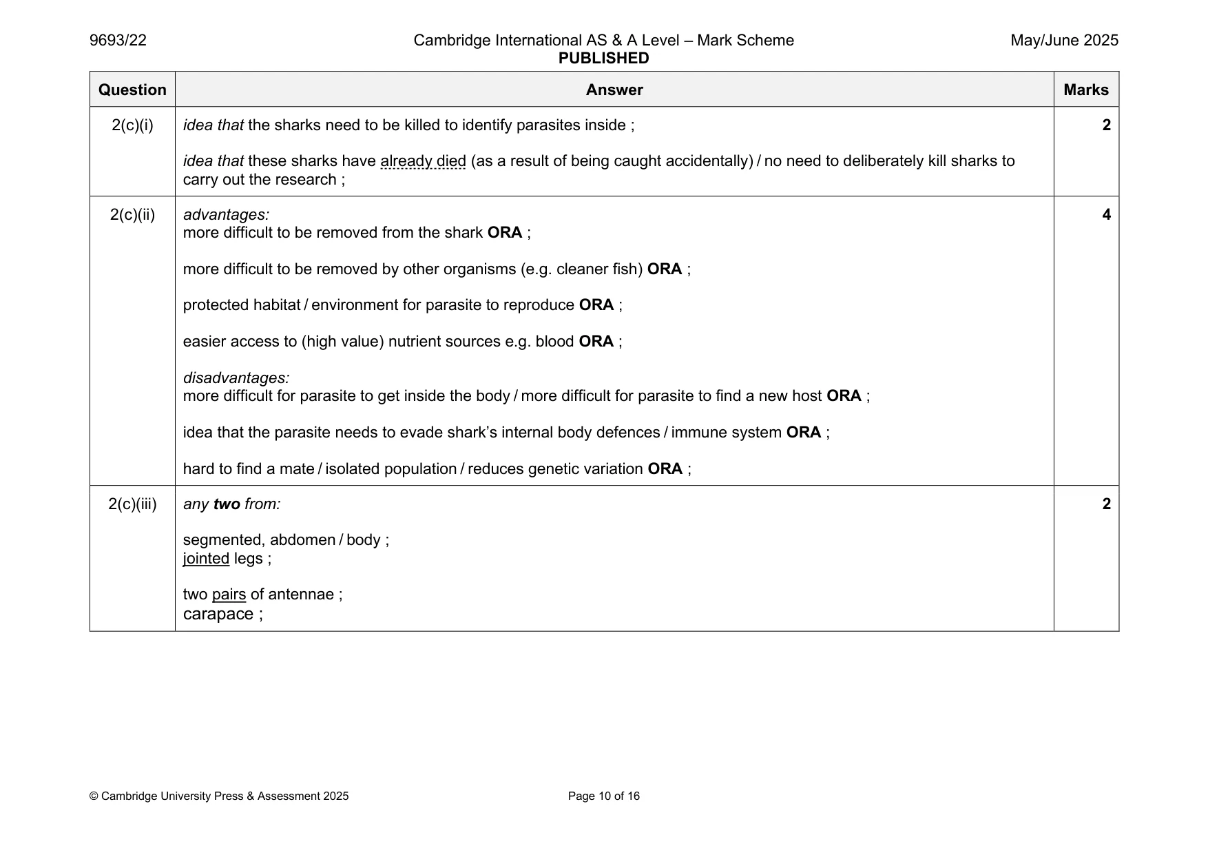 Mark scheme, page 10 of 16