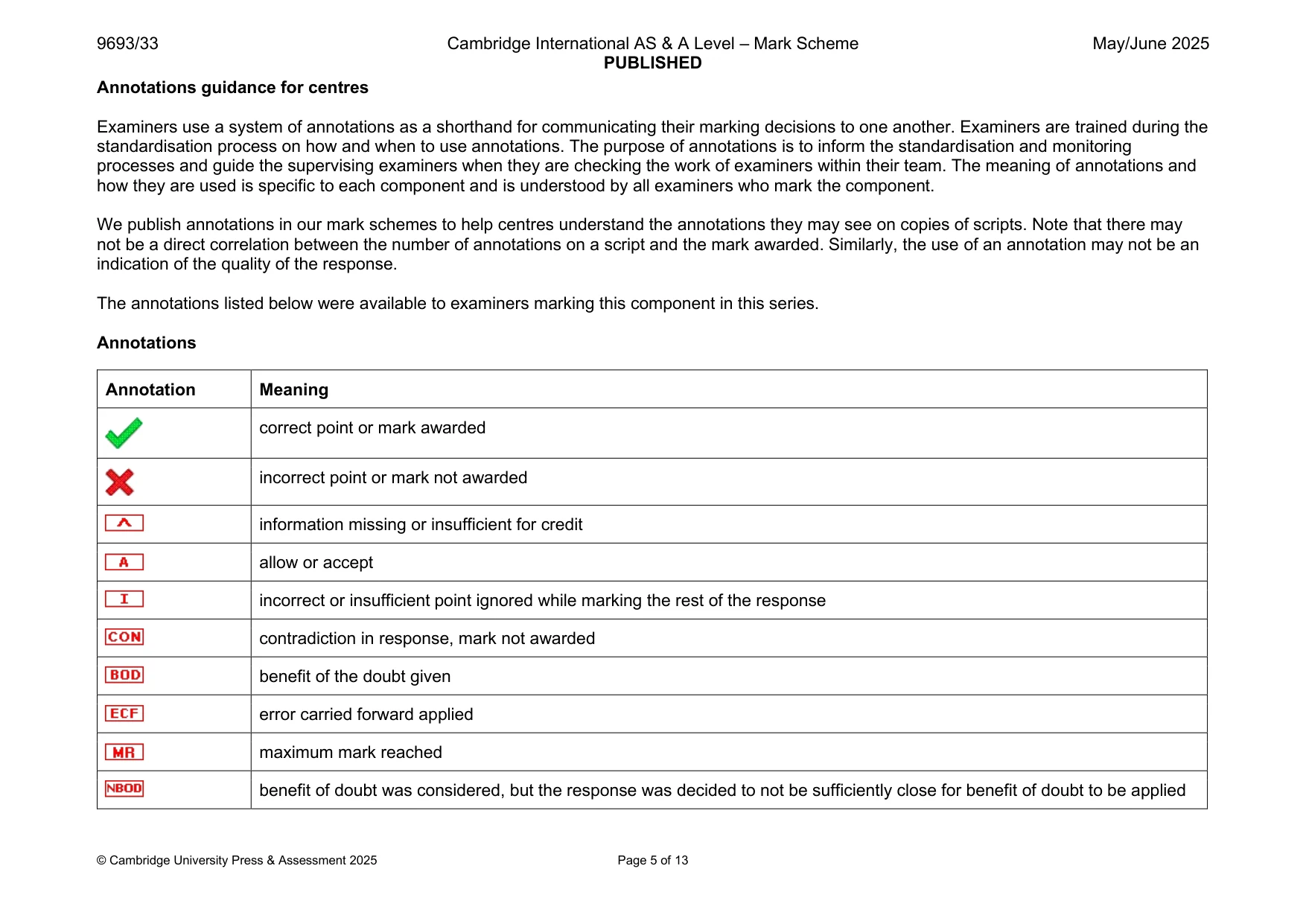 Mark scheme, page 5 of 13