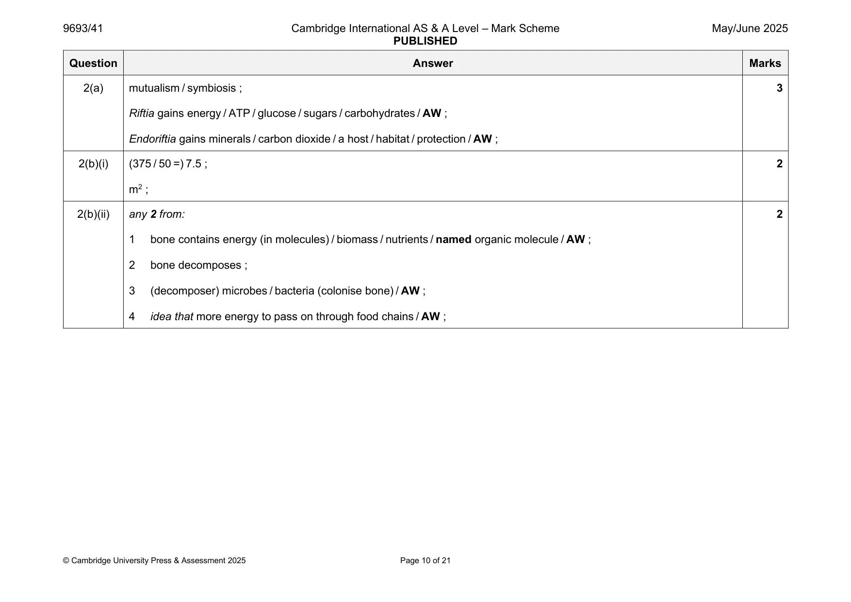 Mark scheme, page 10 of 21
