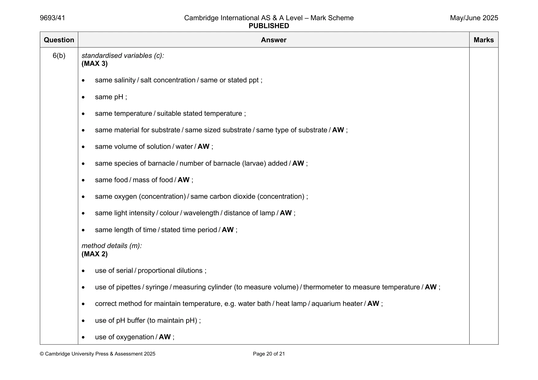 Mark scheme, page 20 of 21