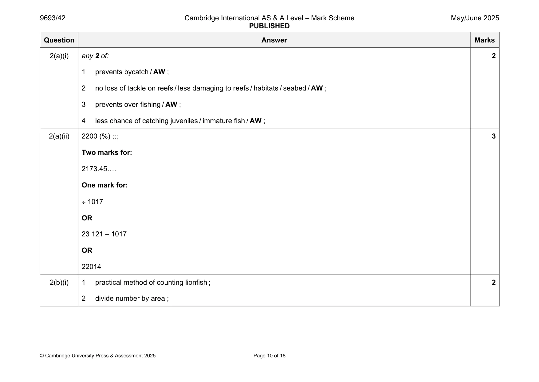 Mark scheme, page 10 of 18