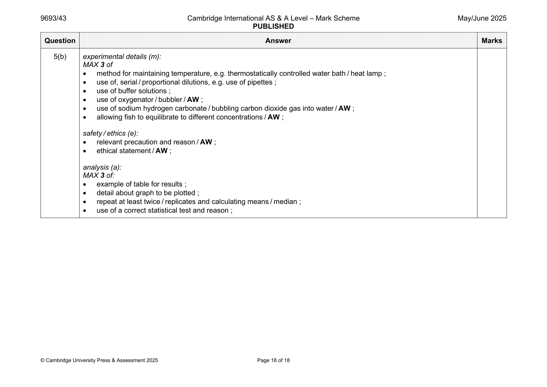 Mark scheme, page 18 of 18