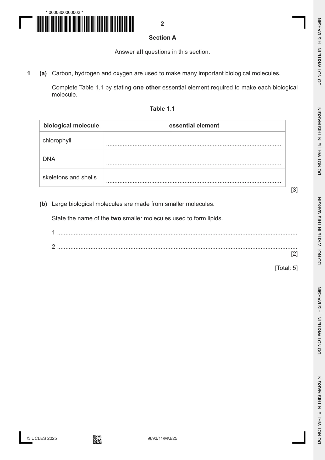 Cambridge A Level Marine Science 9693 2025 May/June Paper 1 · Variant 1 question paper, page 2 of 16