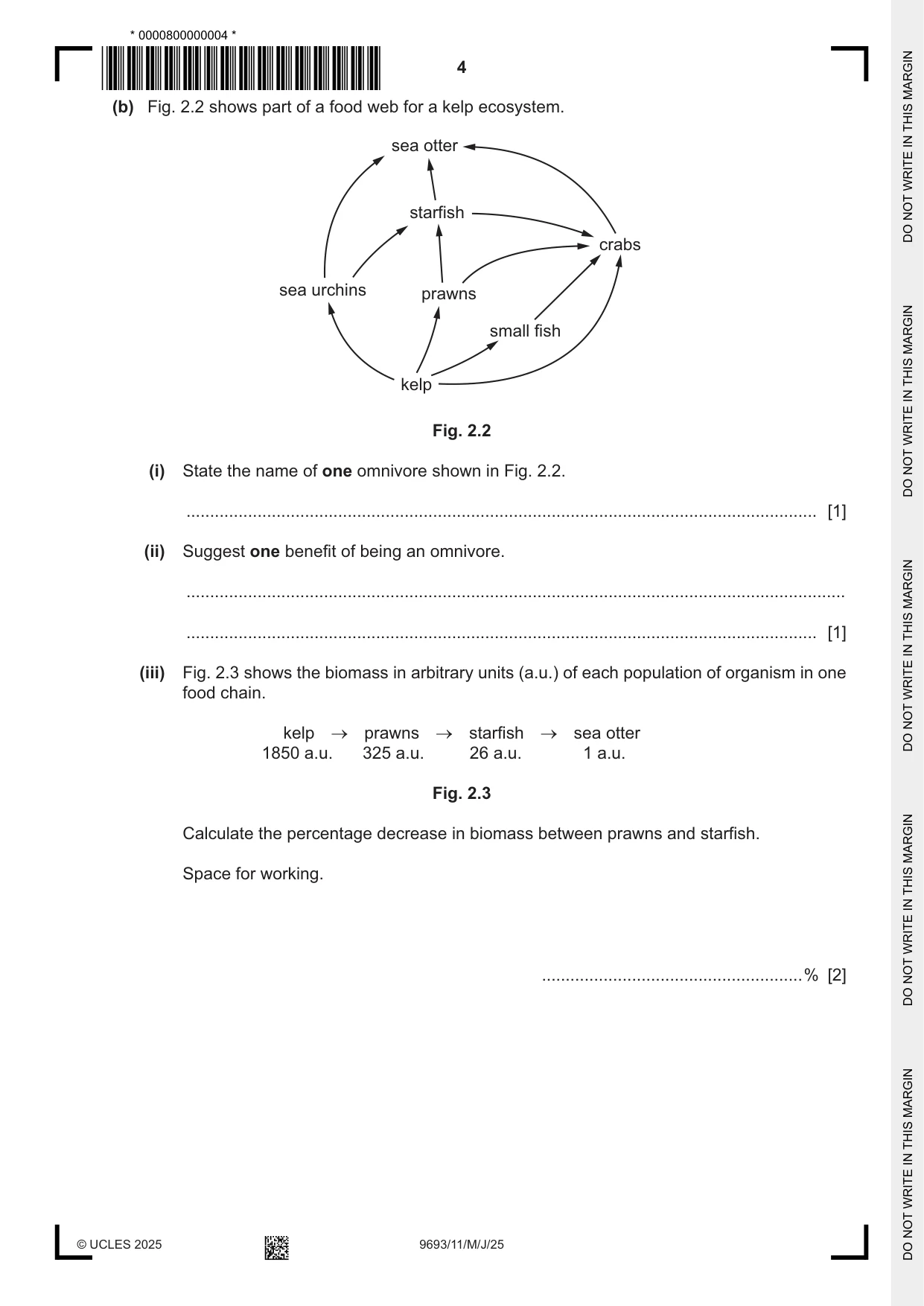 Cambridge A Level Marine Science 9693 2025 May/June Paper 1 · Variant 1 question paper, page 4 of 16