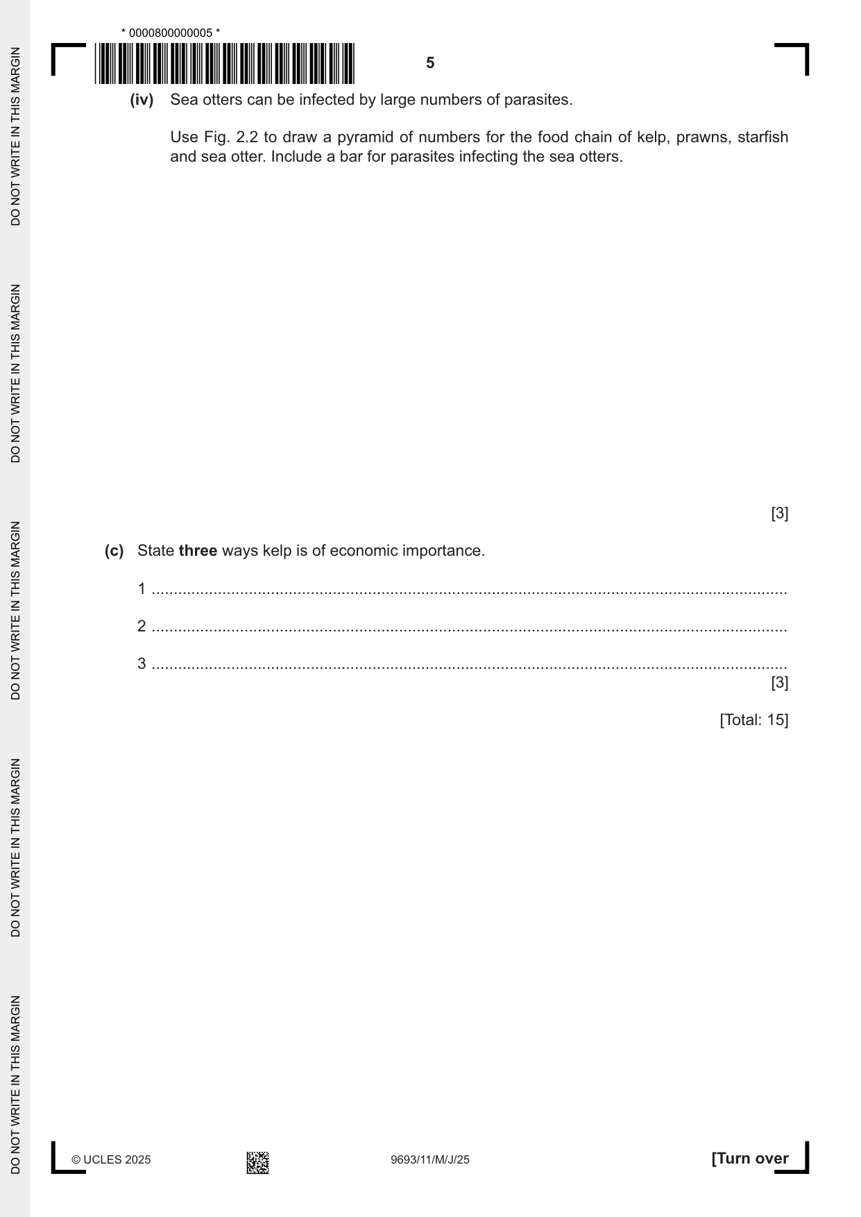 Cambridge A Level Marine Science 9693 2025 May/June Paper 1 · Variant 1 question paper, page 5 of 16