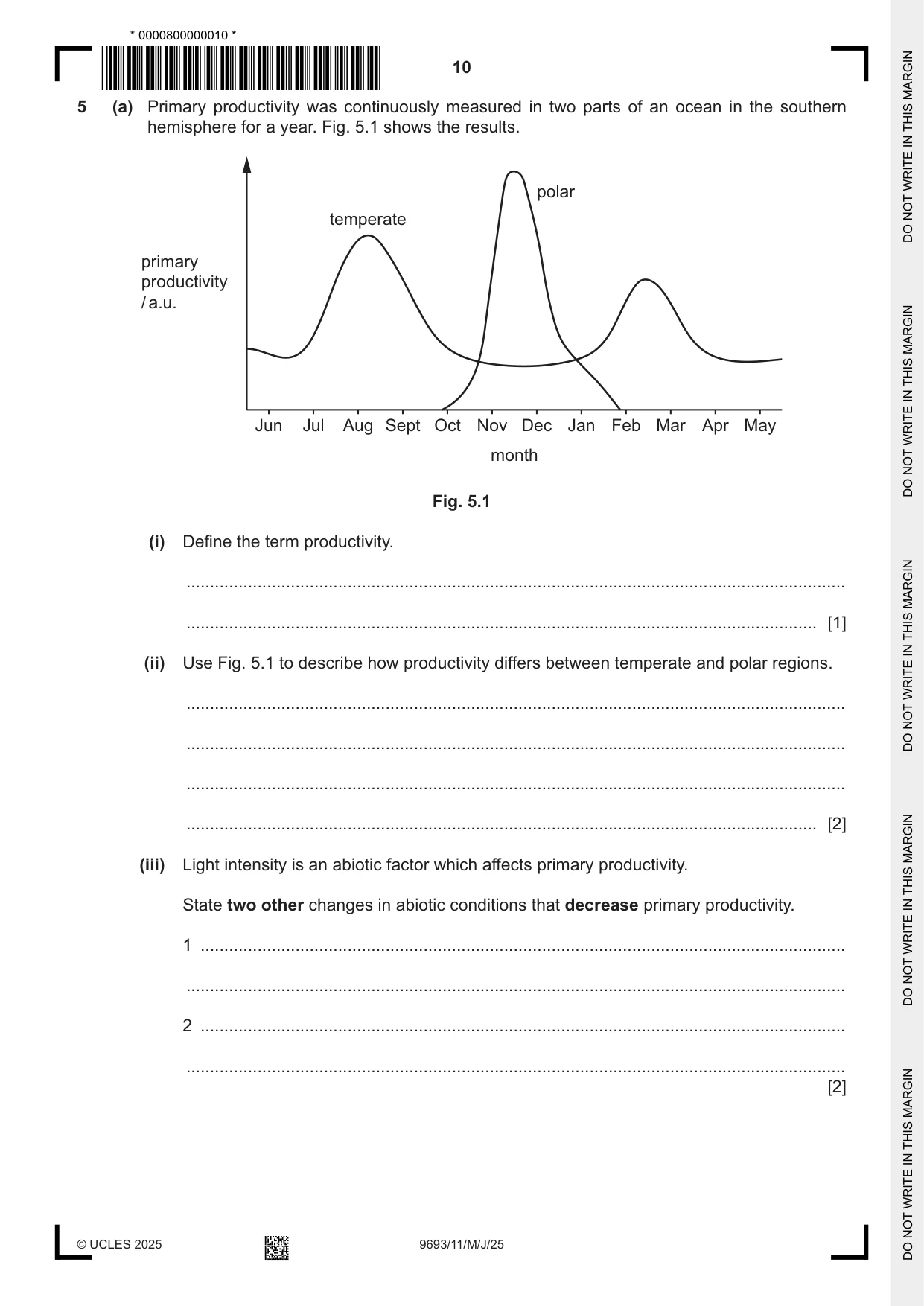 Cambridge A Level Marine Science 9693 2025 May/June Paper 1 · Variant 1 question paper, page 10 of 16