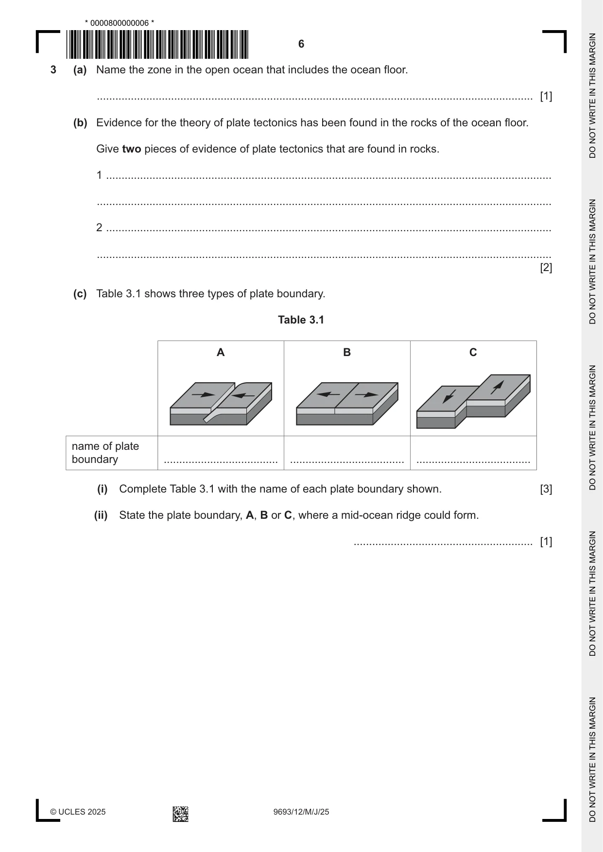 Cambridge A Level Marine Science 9693 2025 May/June Paper 1 · Variant 2 question paper, page 6 of 16