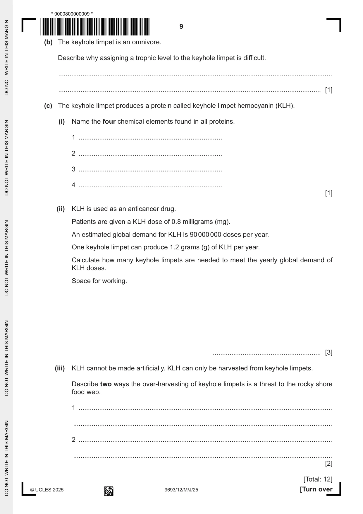 Cambridge A Level Marine Science 9693 2025 May/June Paper 1 · Variant 2 question paper, page 9 of 16