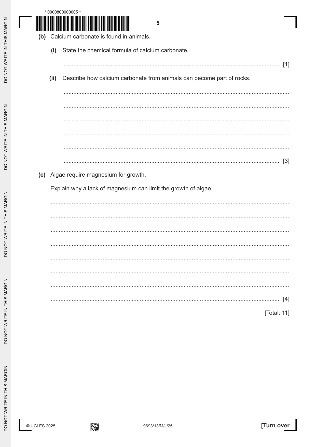 Cambridge A Level Marine Science 9693 2025 May/June Paper 1 · Variant 3 question paper, page 5 of 16