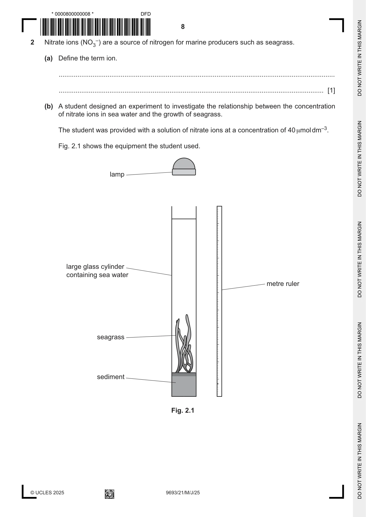 Cambridge A Level Marine Science 9693 2025 May/June Paper 2 · Variant 1 question paper, page 8 of 28