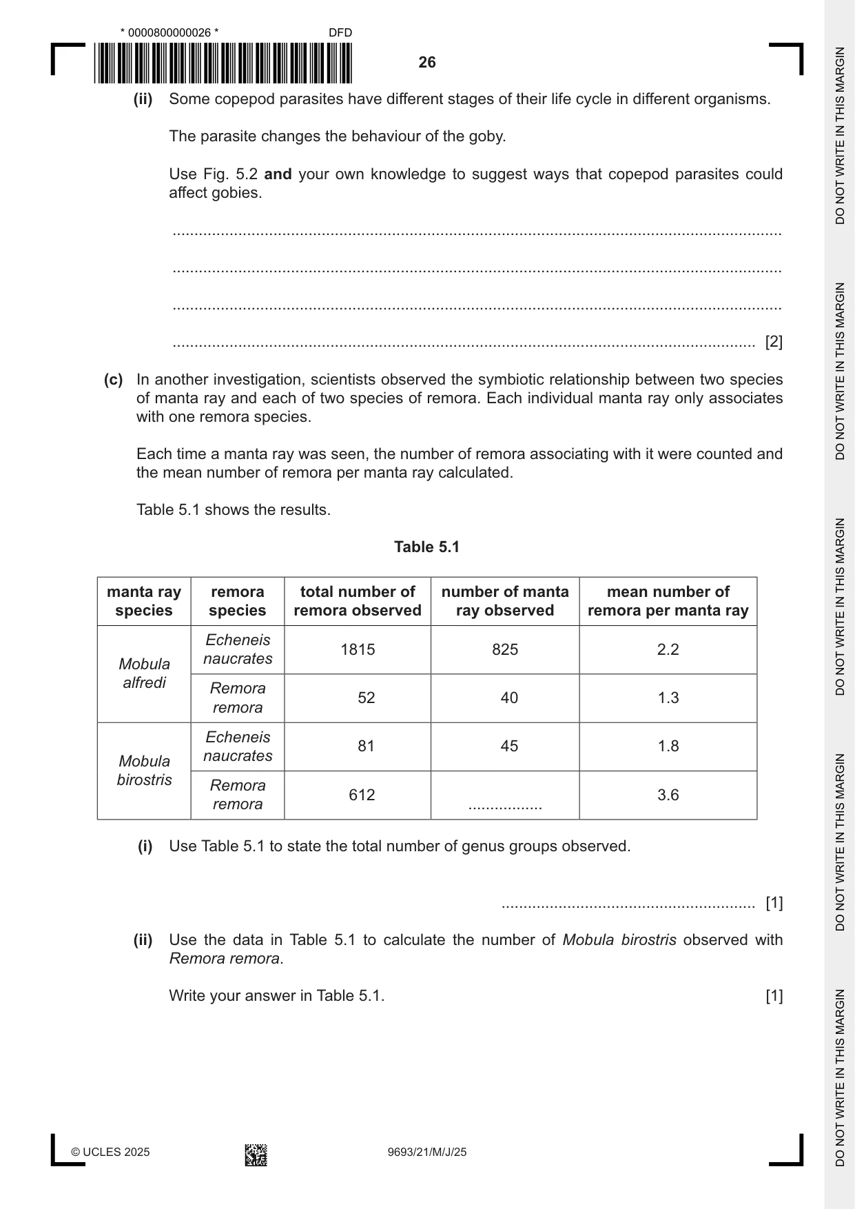 Cambridge A Level Marine Science 9693 2025 May/June Paper 2 · Variant 1 question paper, page 26 of 28