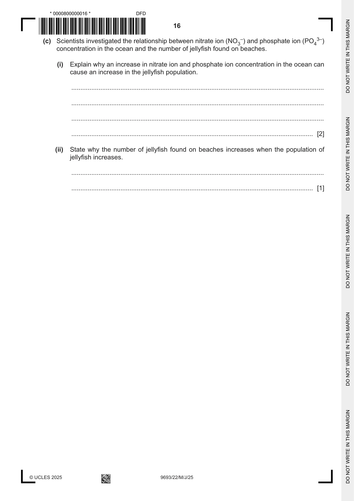Cambridge A Level Marine Science 9693 2025 May/June Paper 2 · Variant 2 question paper, page 16 of 20