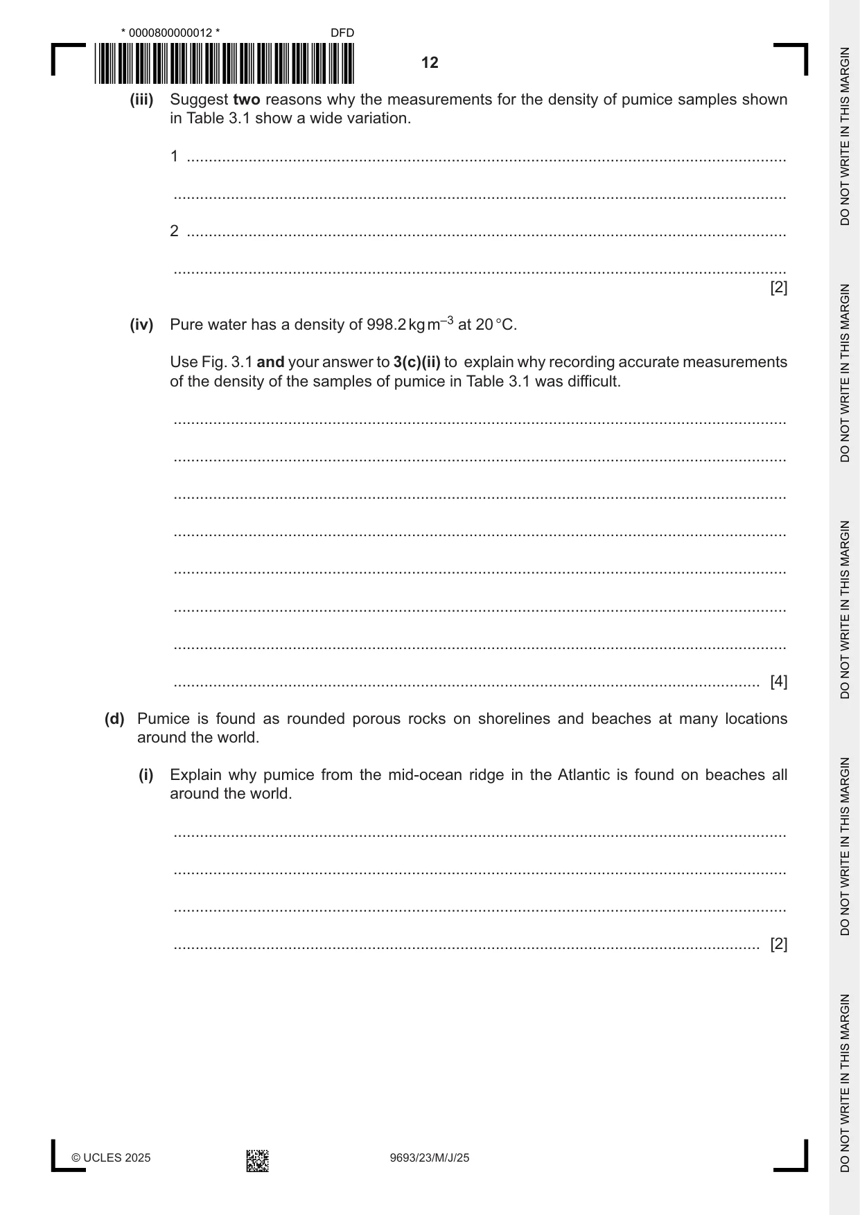 Cambridge A Level Marine Science 9693 2025 May/June Paper 2 · Variant 3 question paper, page 12 of 20