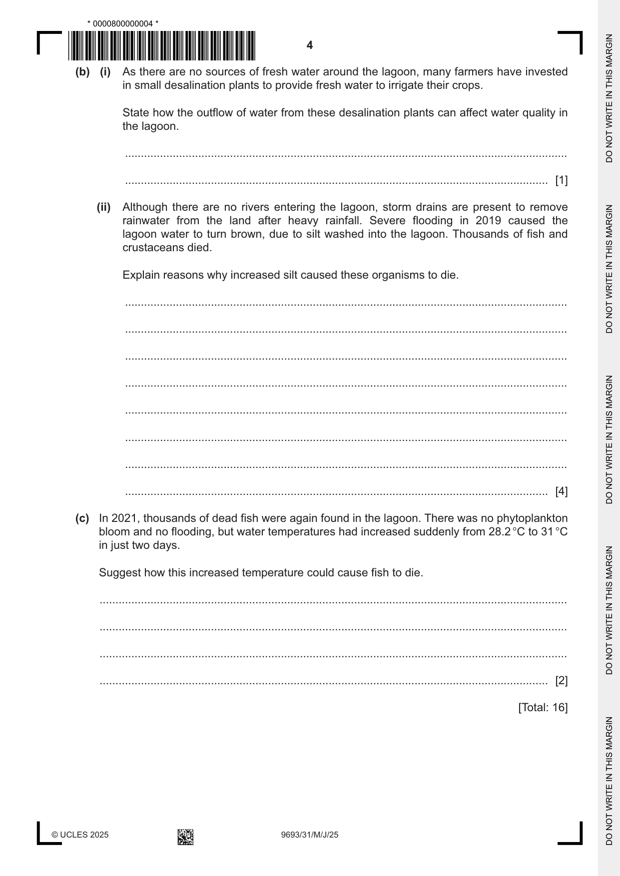 Cambridge A Level Marine Science 9693 2025 May/June Paper 3 · Variant 1 question paper, page 4 of 16