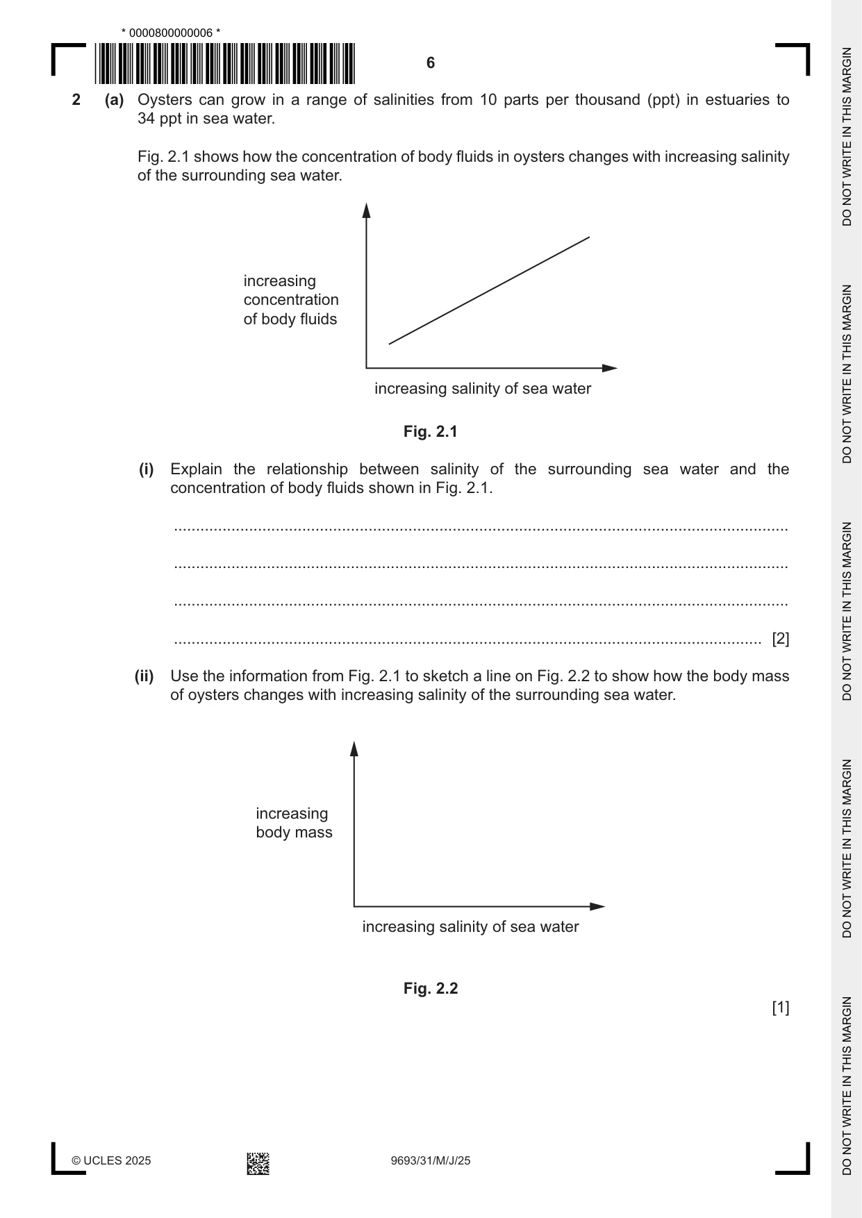 Cambridge A Level Marine Science 9693 2025 May/June Paper 3 · Variant 1 question paper, page 6 of 16