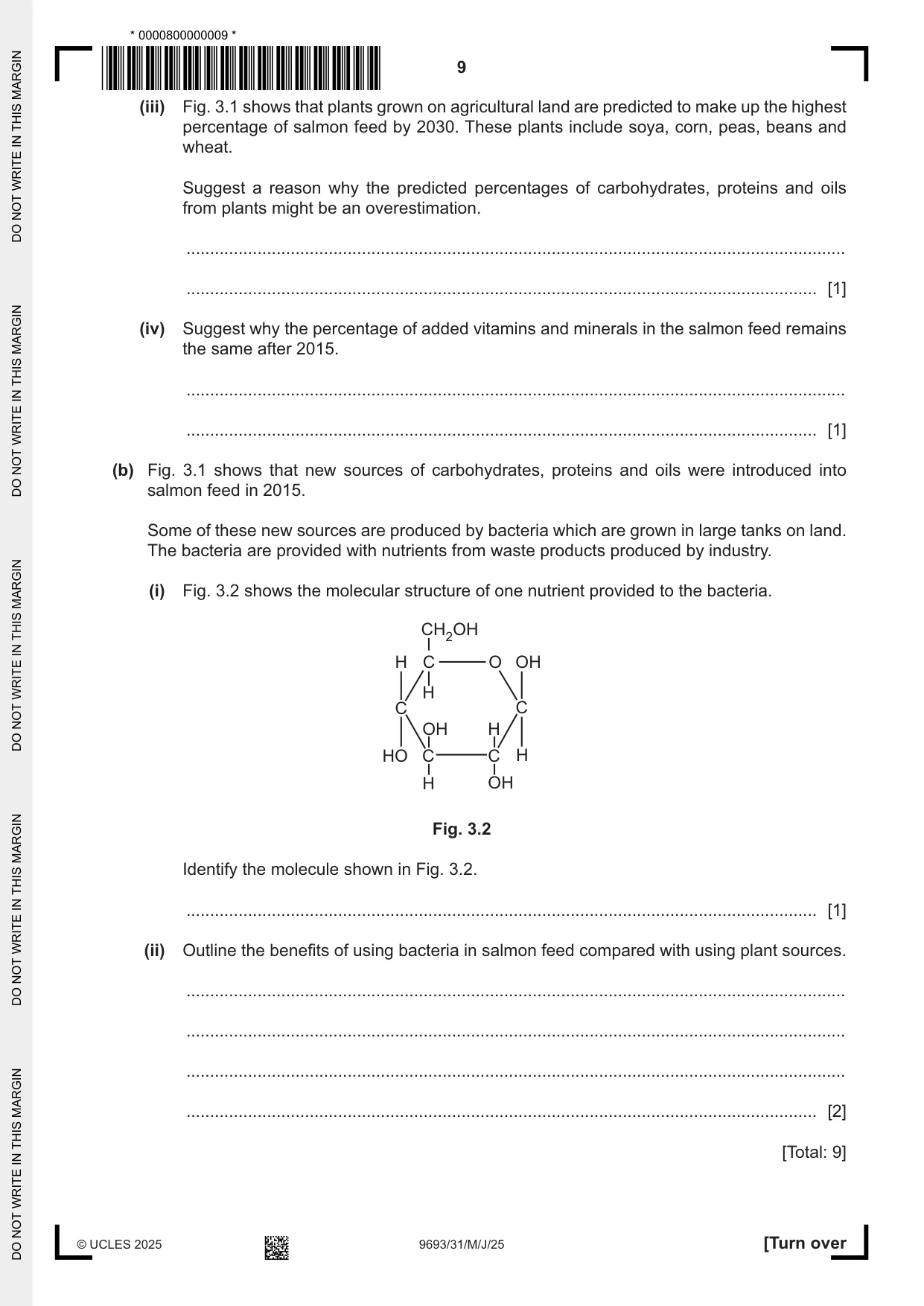 Cambridge A Level Marine Science 9693 2025 May/June Paper 3 · Variant 1 question paper, page 9 of 16
