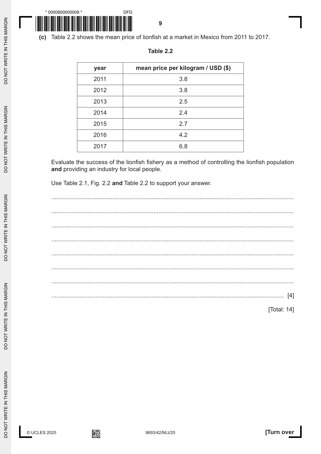 Cambridge A Level Marine Science 9693 2025 May/June Paper 4 · Variant 2 question paper, page 9 of 24